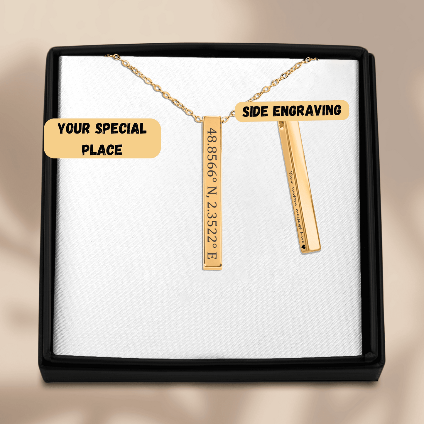 Coordinates Necklace Vertical Bar Necklace