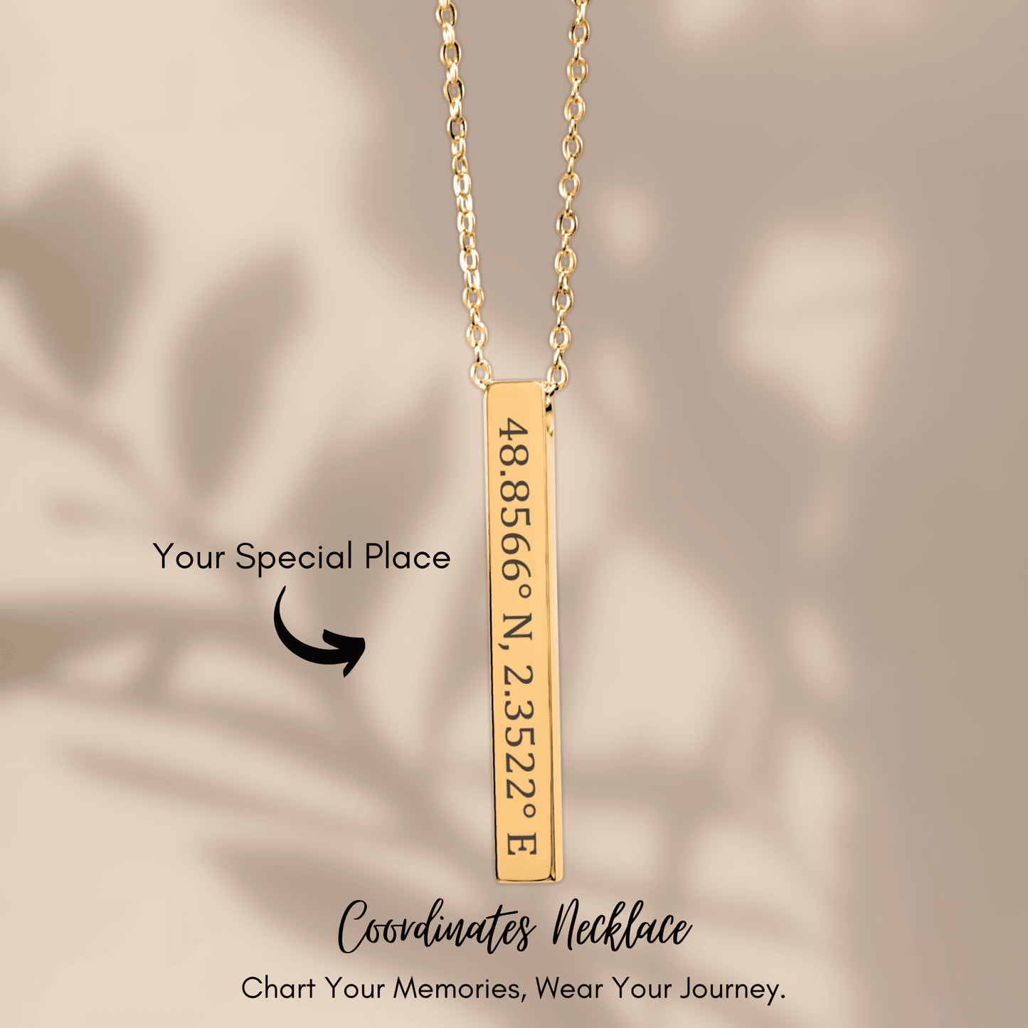 Coordinates Necklace Vertical Bar Necklace