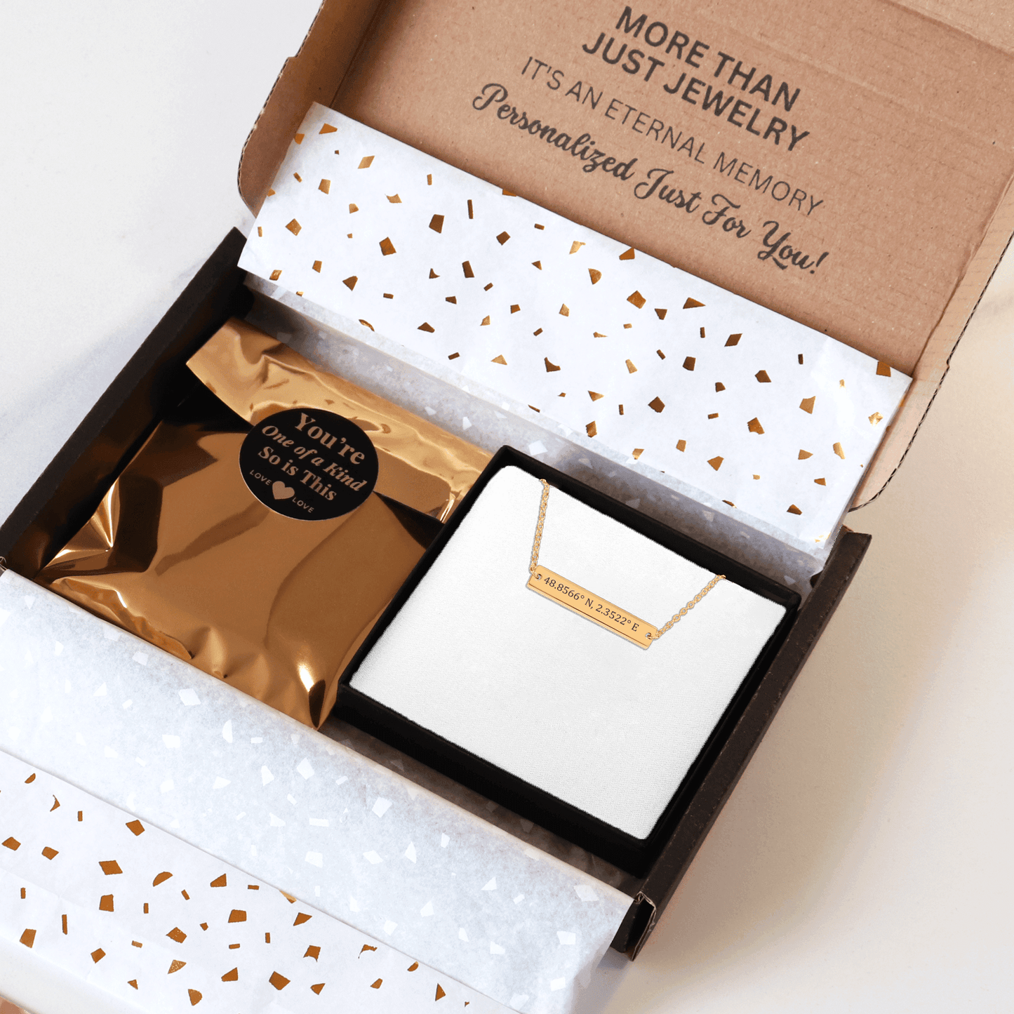 Coordinates Numbers Horizontal Bar Necklace