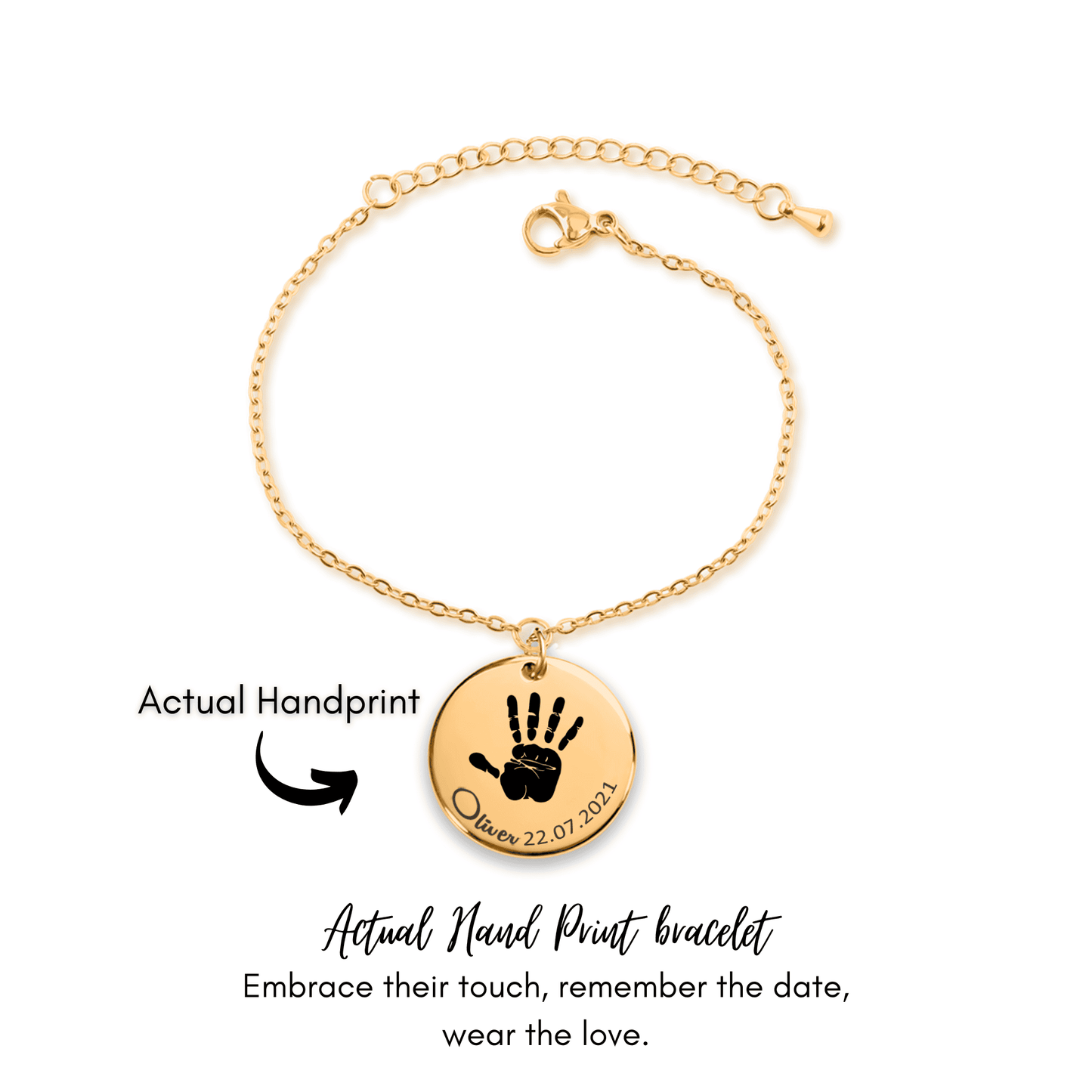 Actual Hand Print Coin Bracelet