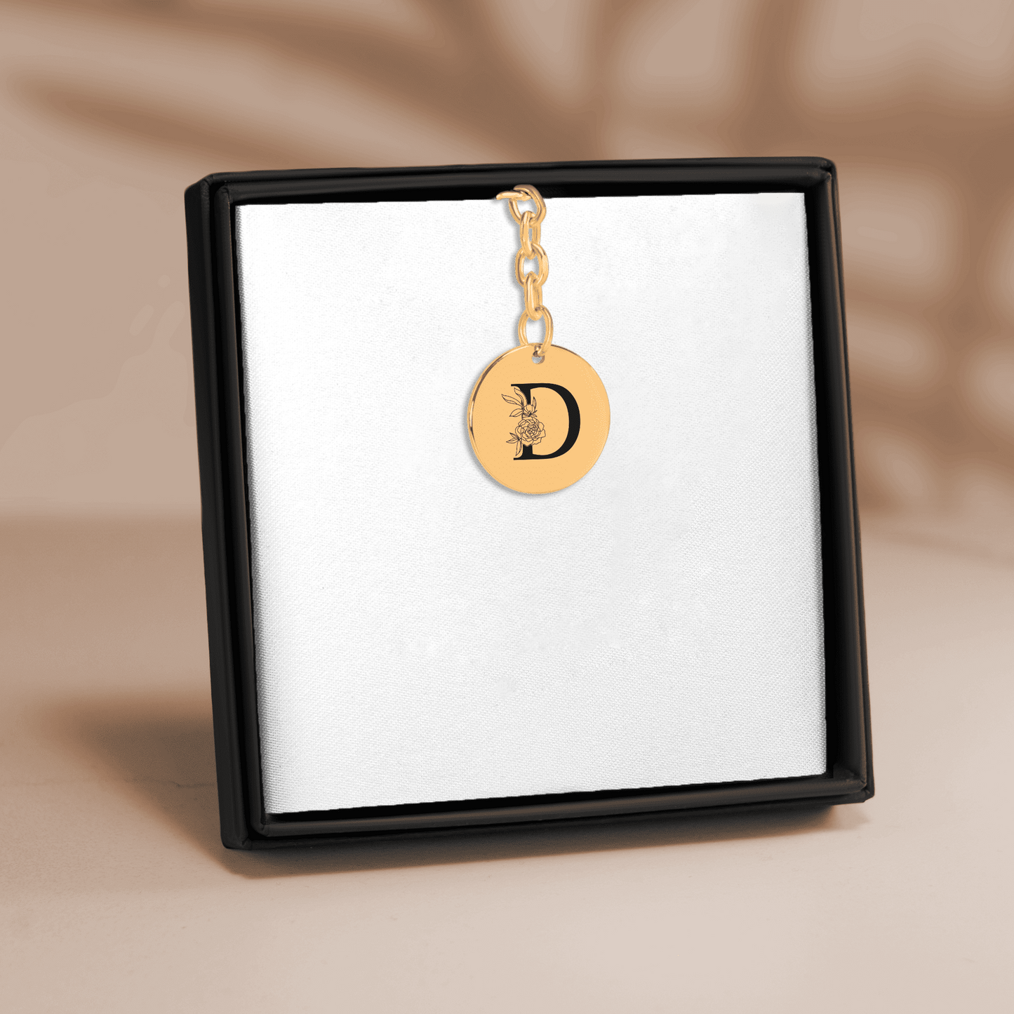 Floral Initial Keychain – D