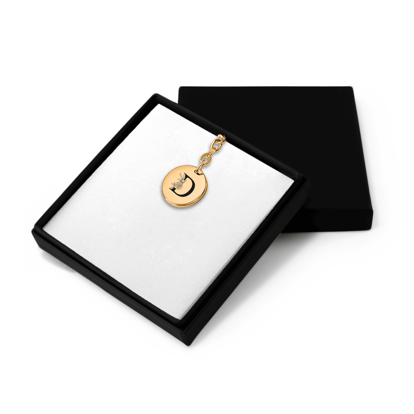 Floral Initial Keychain – D
