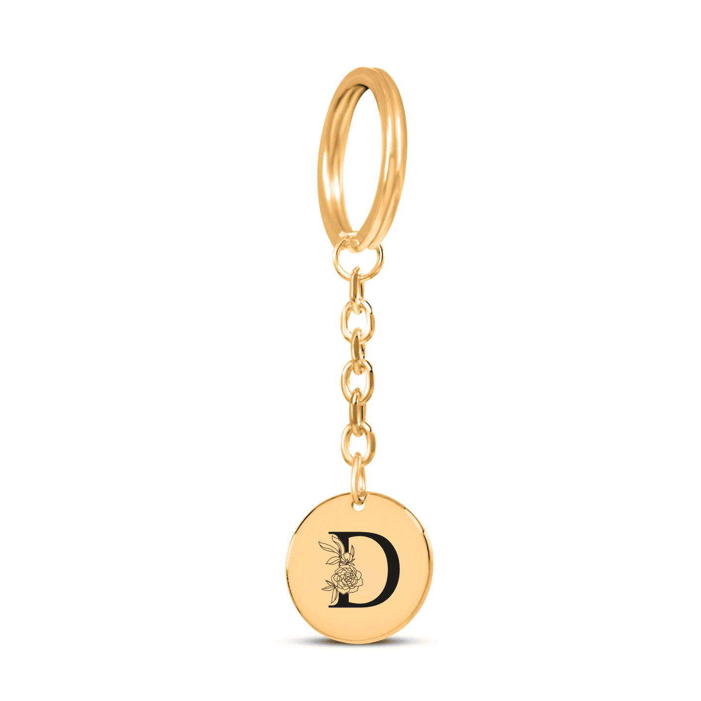Floral Initial Keychain – D