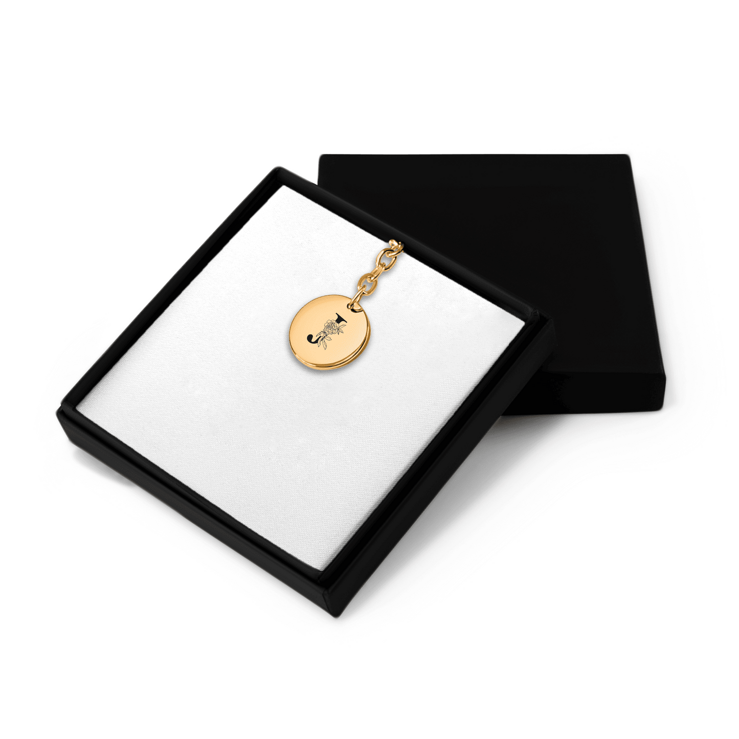 Floral Initial Keychain – J