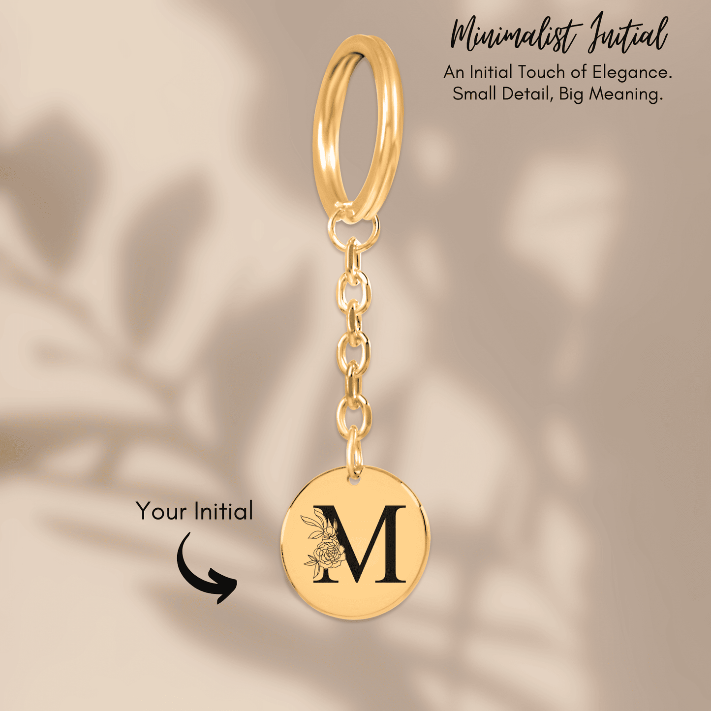 Floral Initial Keychain – M