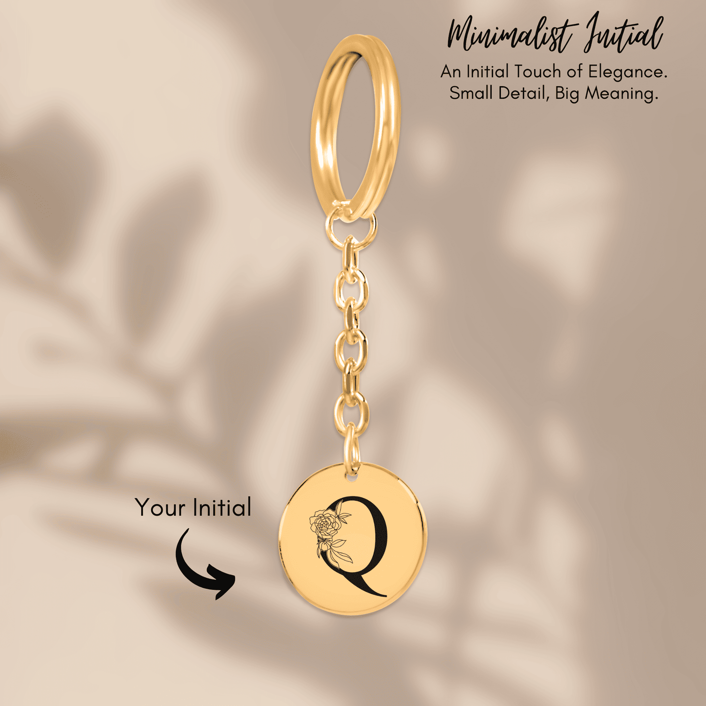 Floral Initial Keychain – Q