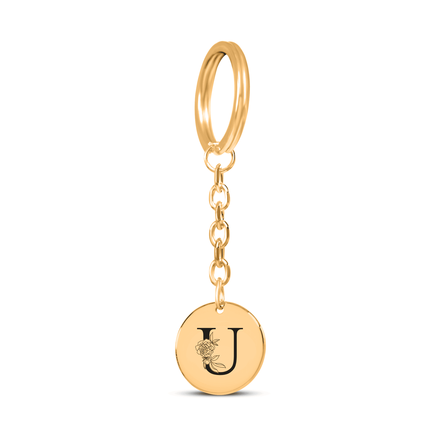 Floral Initial Keychain – U