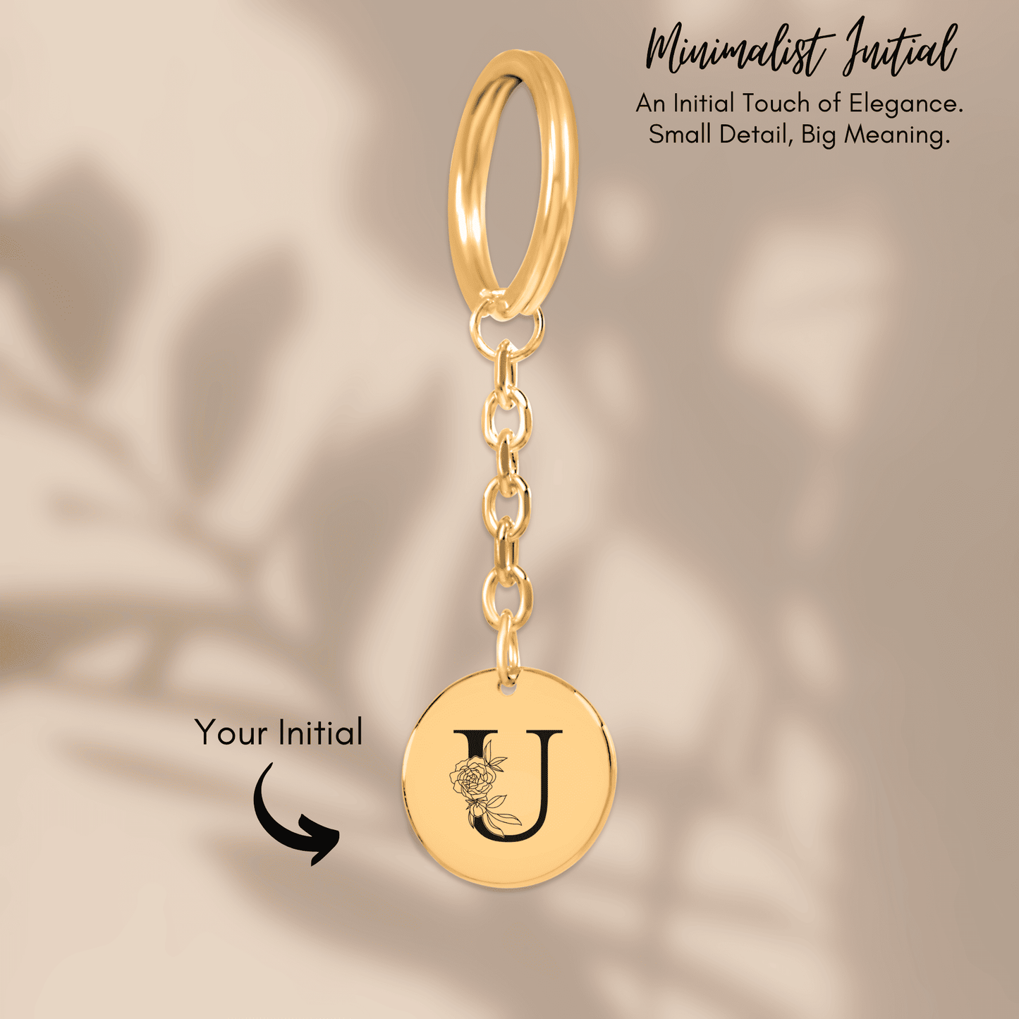 Floral Initial Keychain – U