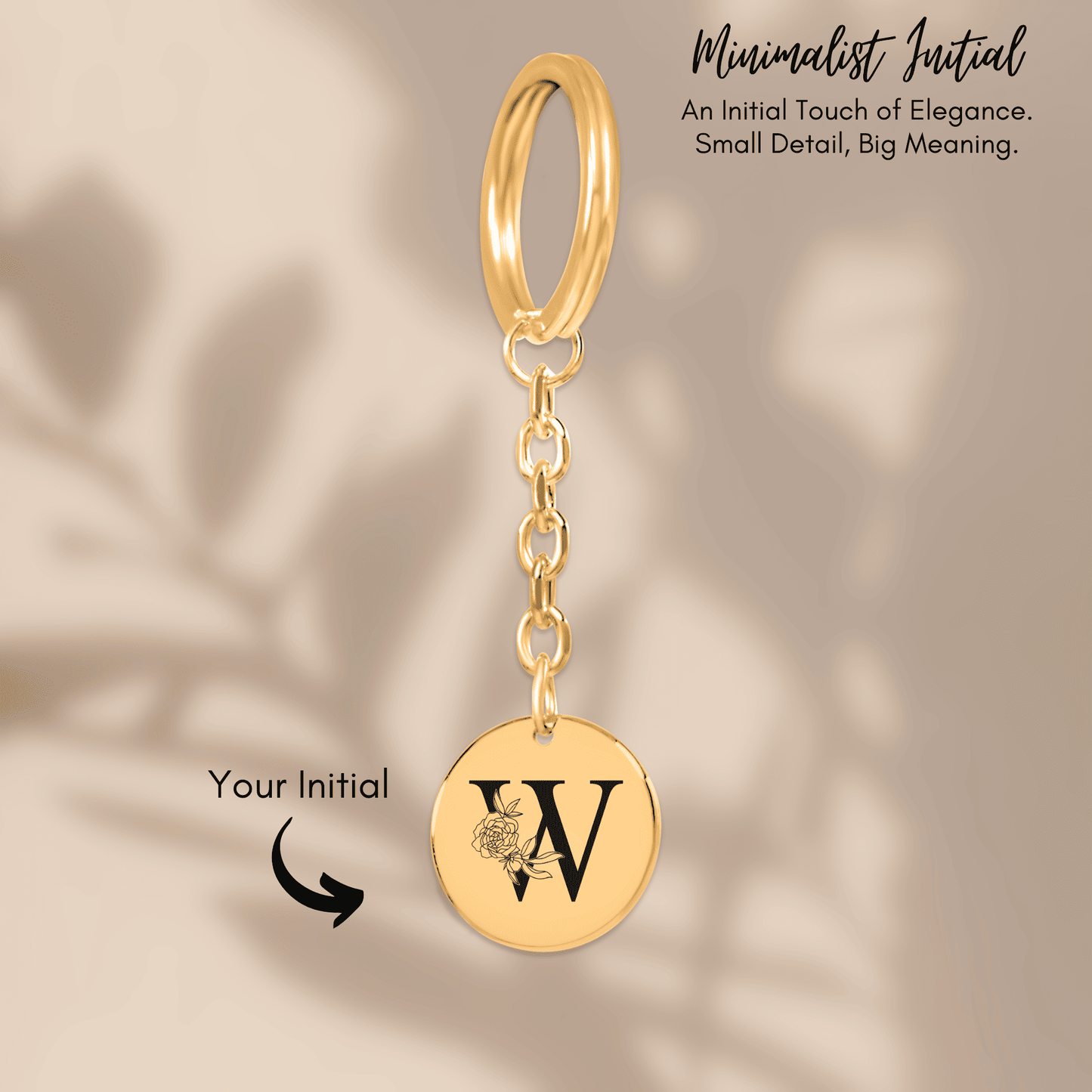 Floral Initial Keychain – W