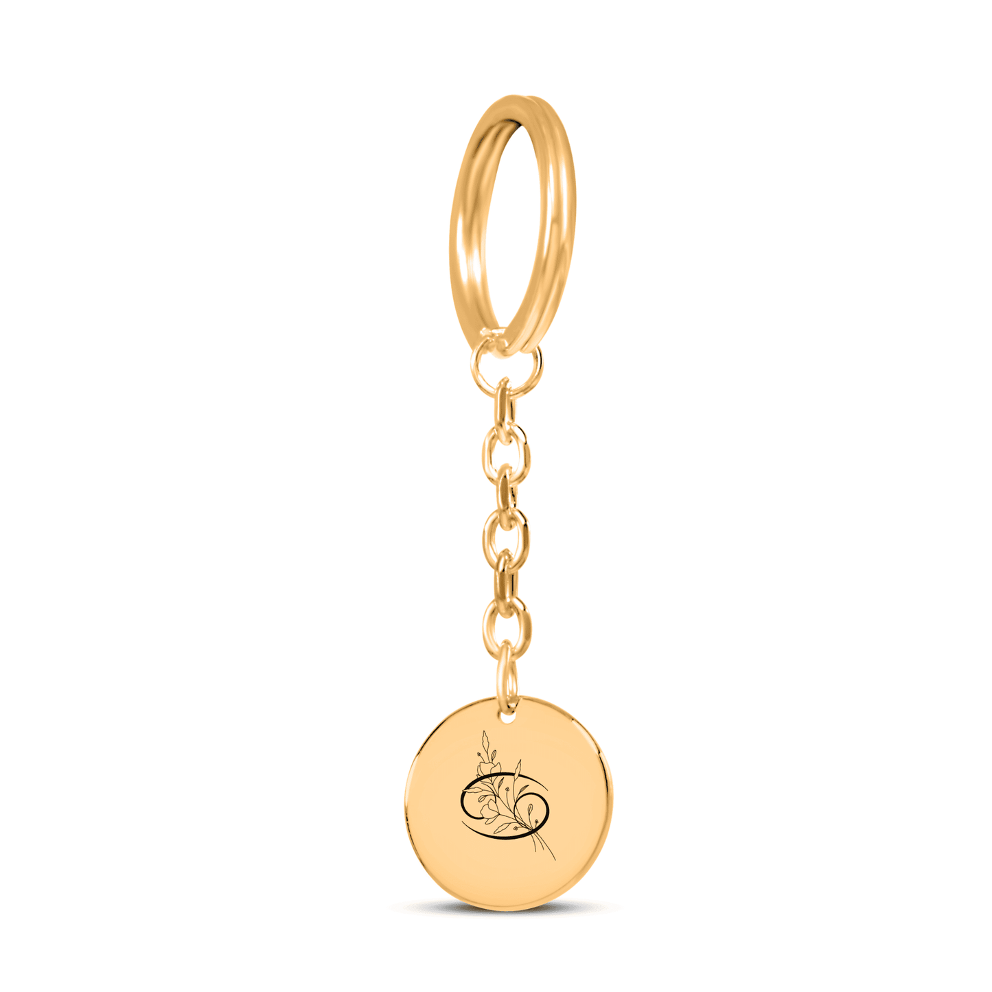 Cancer Floral Zodiac Sign Coin Keychain