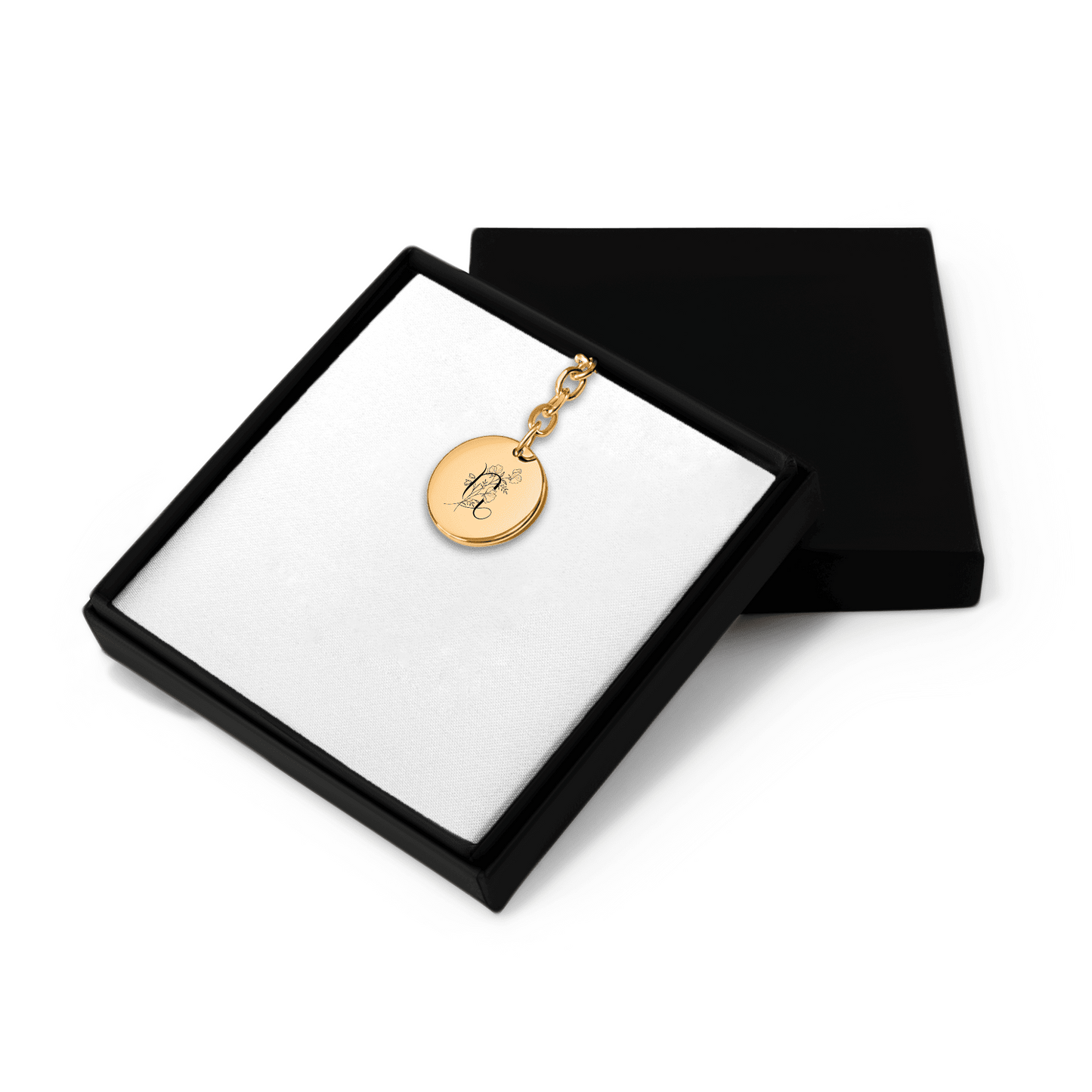 Capricorn Floral Zodiac Sign Coin Keychain
