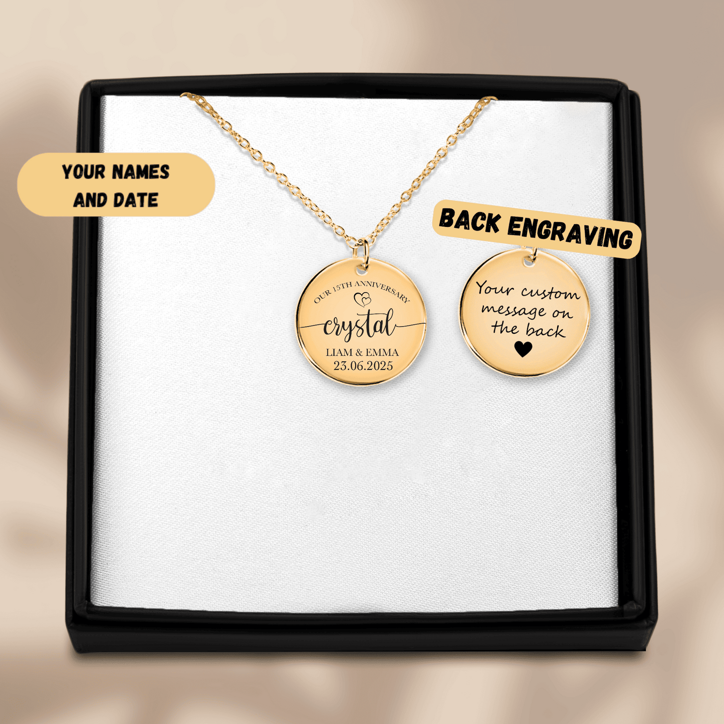 15th Crystal Anniversary Coin Necklace