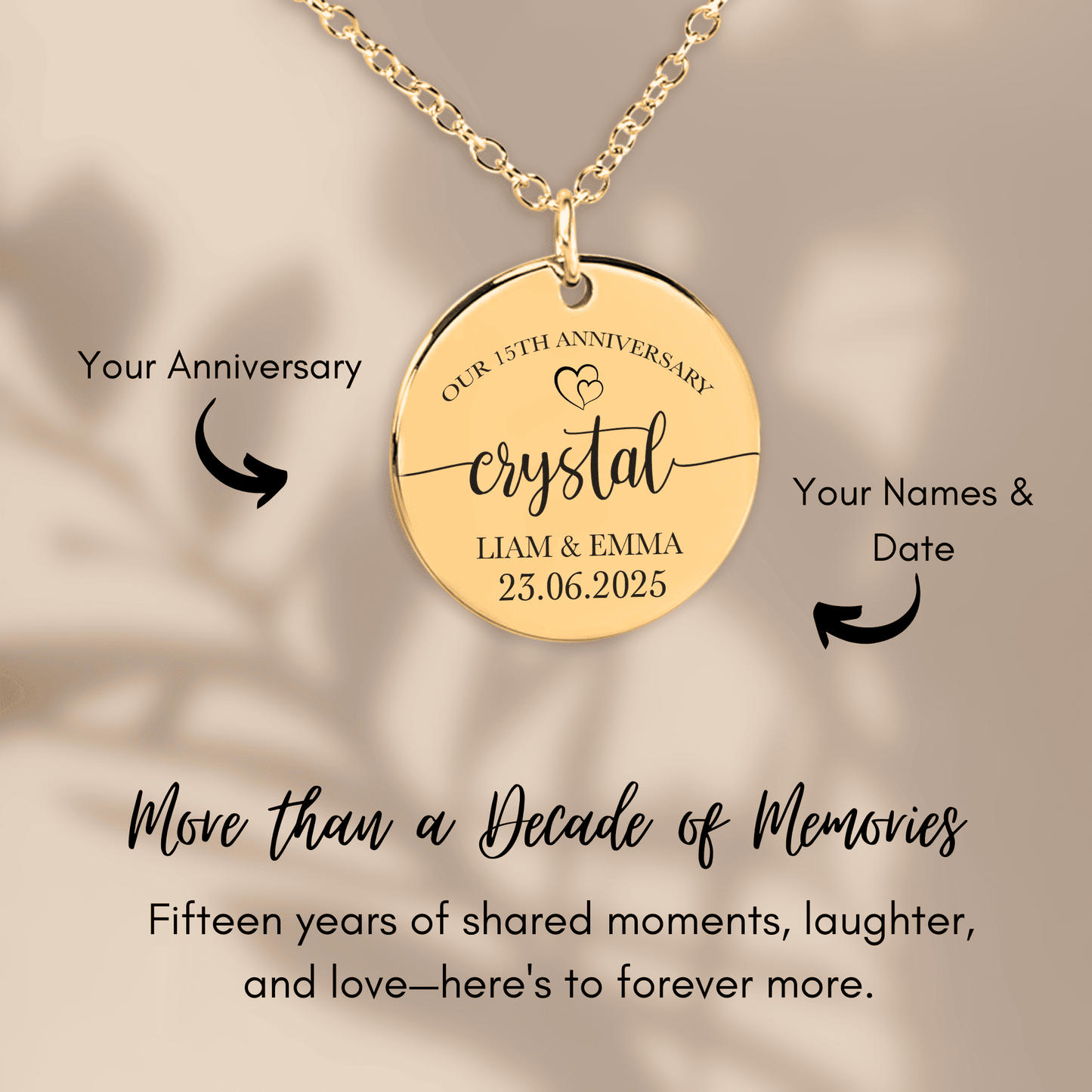 15th Crystal Anniversary Coin Necklace