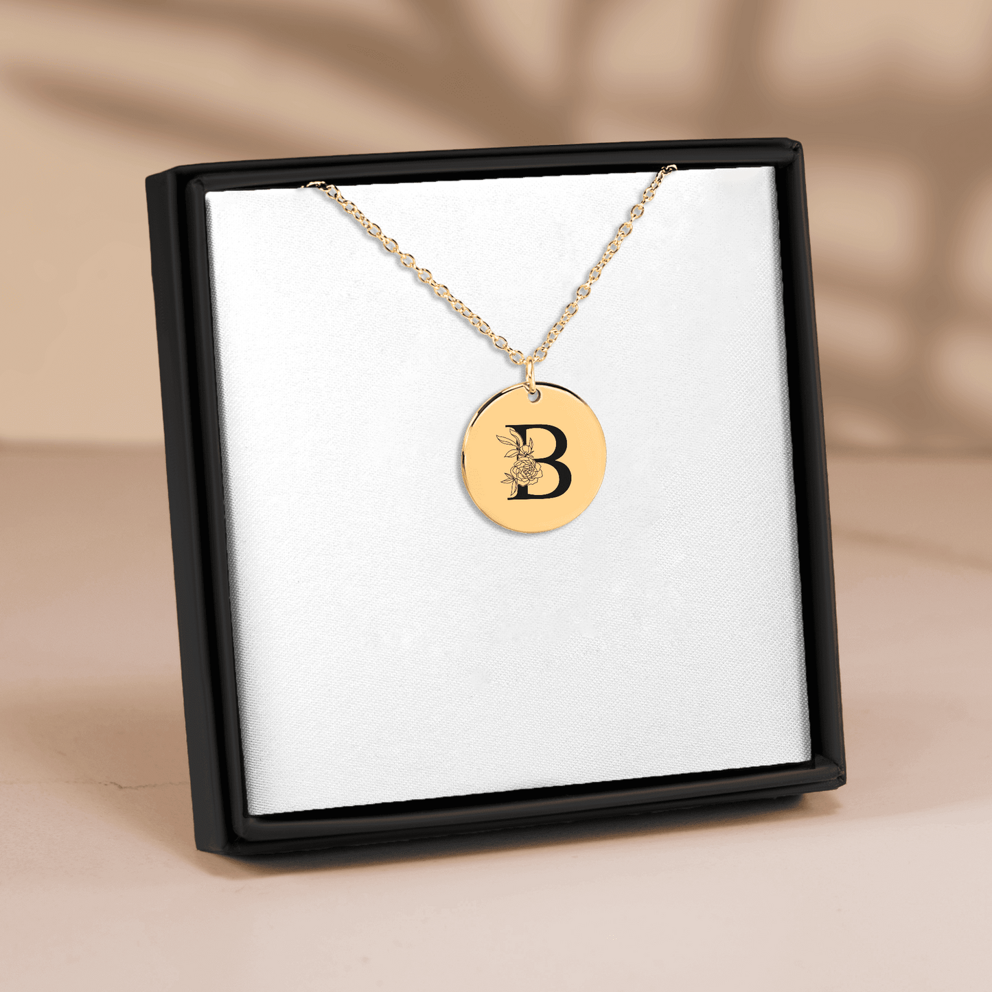 Floral Initial Necklace – B