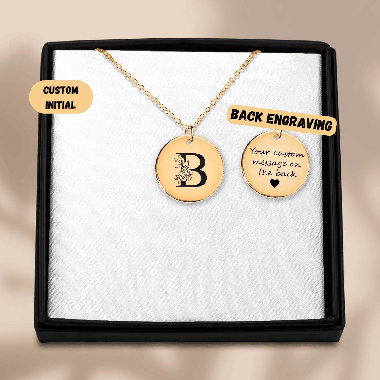 Floral Initial Necklace – B