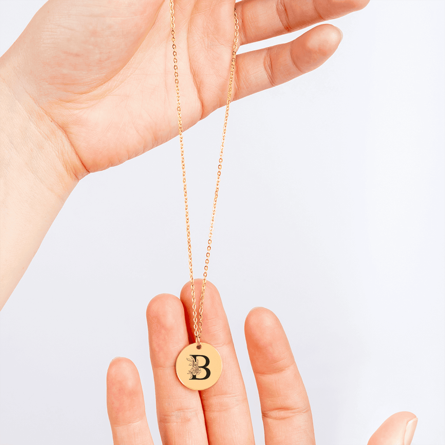 Floral Initial Necklace – B
