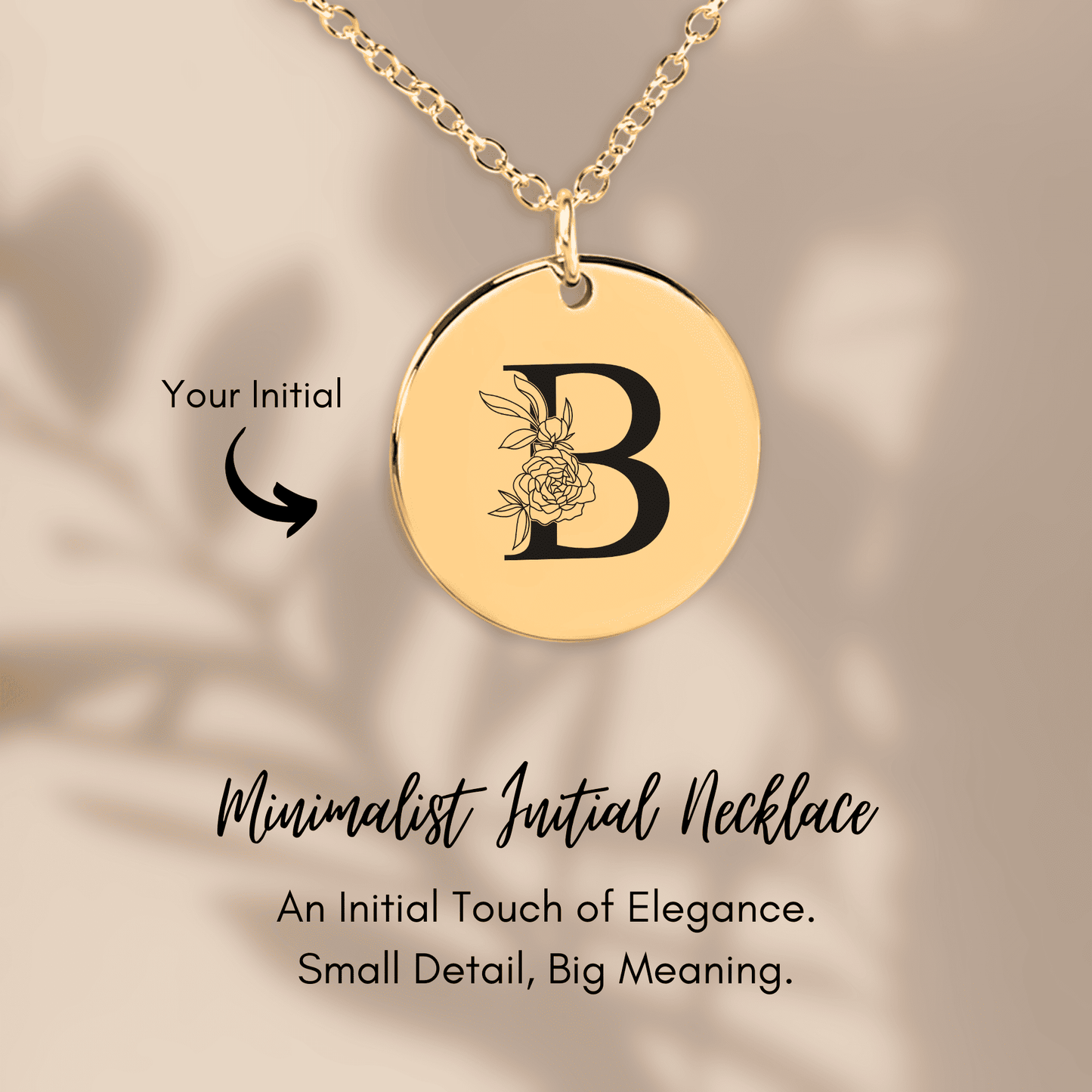 Floral Initial Necklace – B