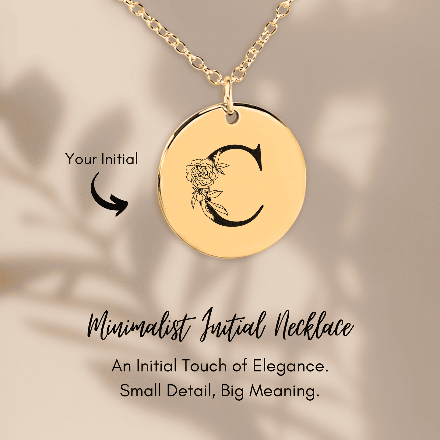 Floral Initial Necklace – C