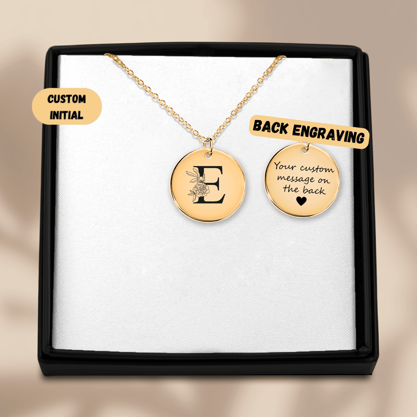 Floral Initial Necklace – E