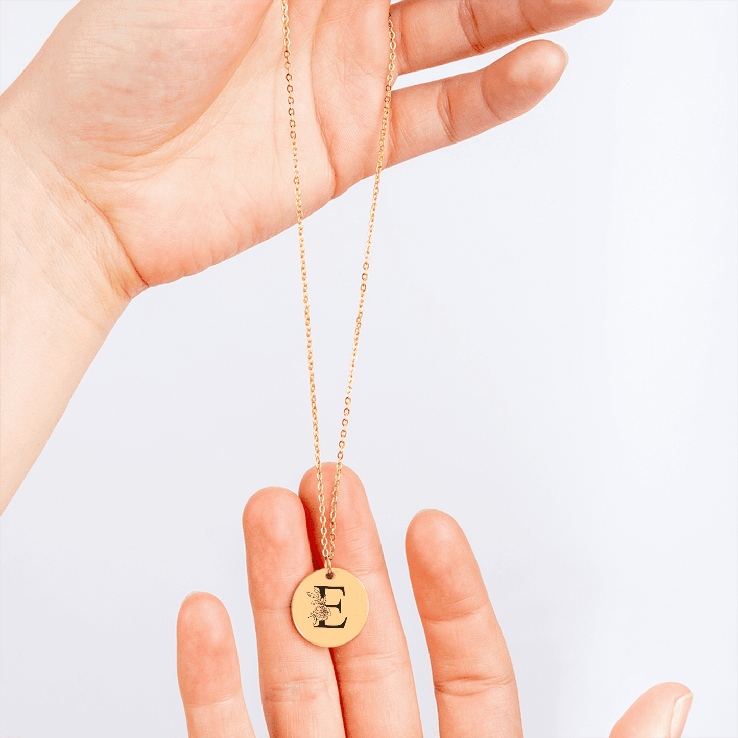 Floral Initial Necklace – E