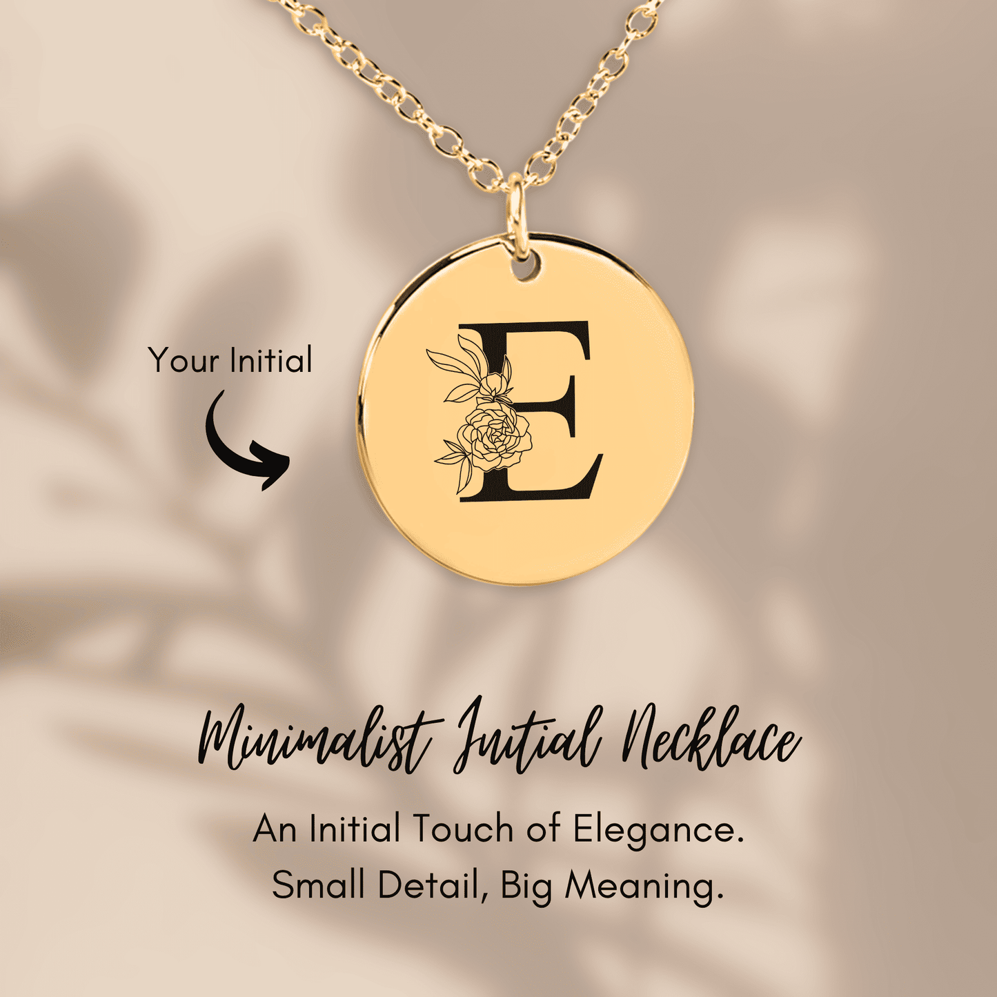 Floral Initial Necklace – E