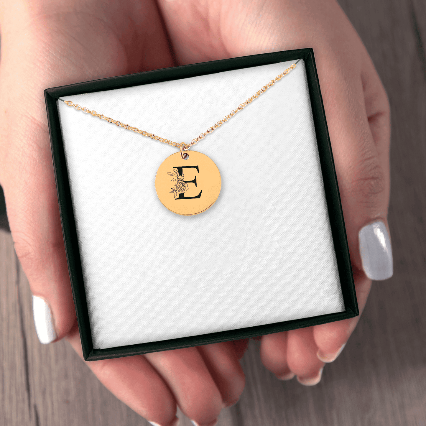 Floral Initial Necklace – E