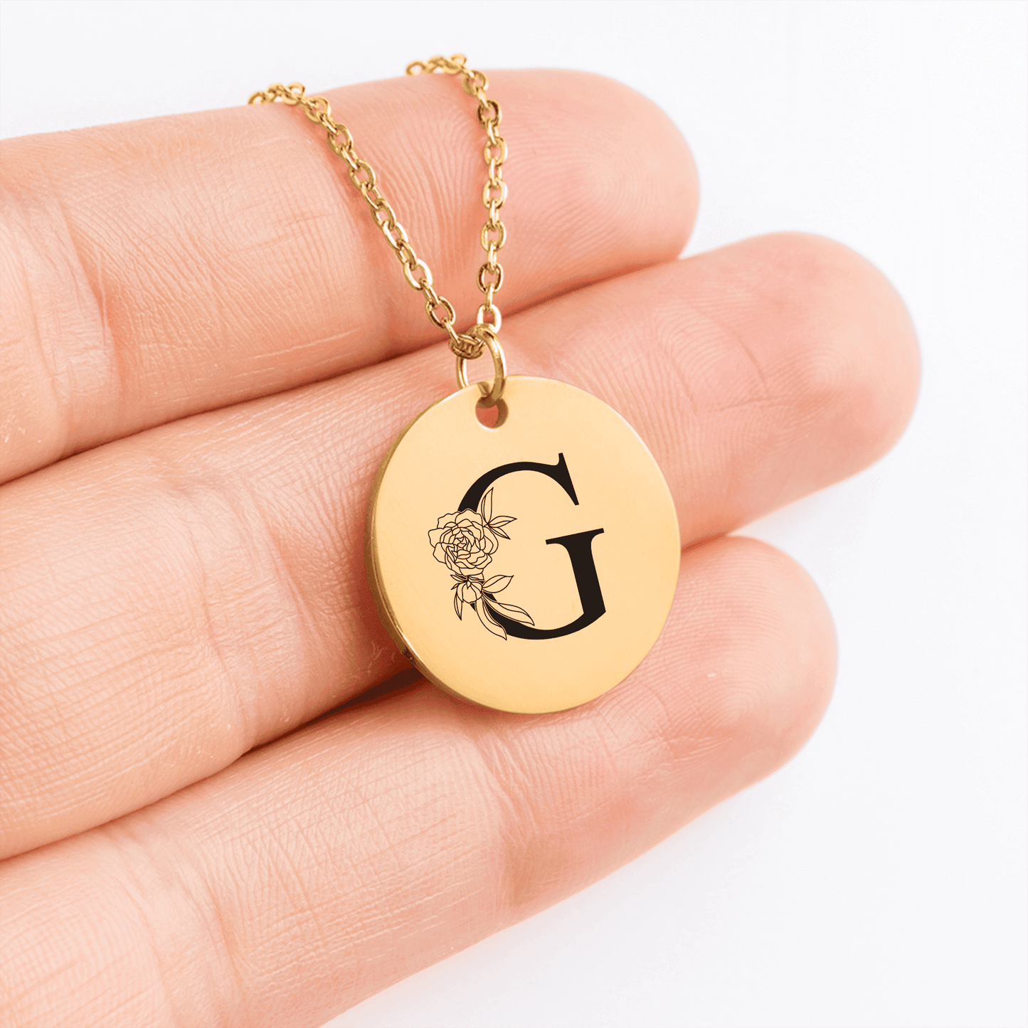Floral Initial Necklace – G