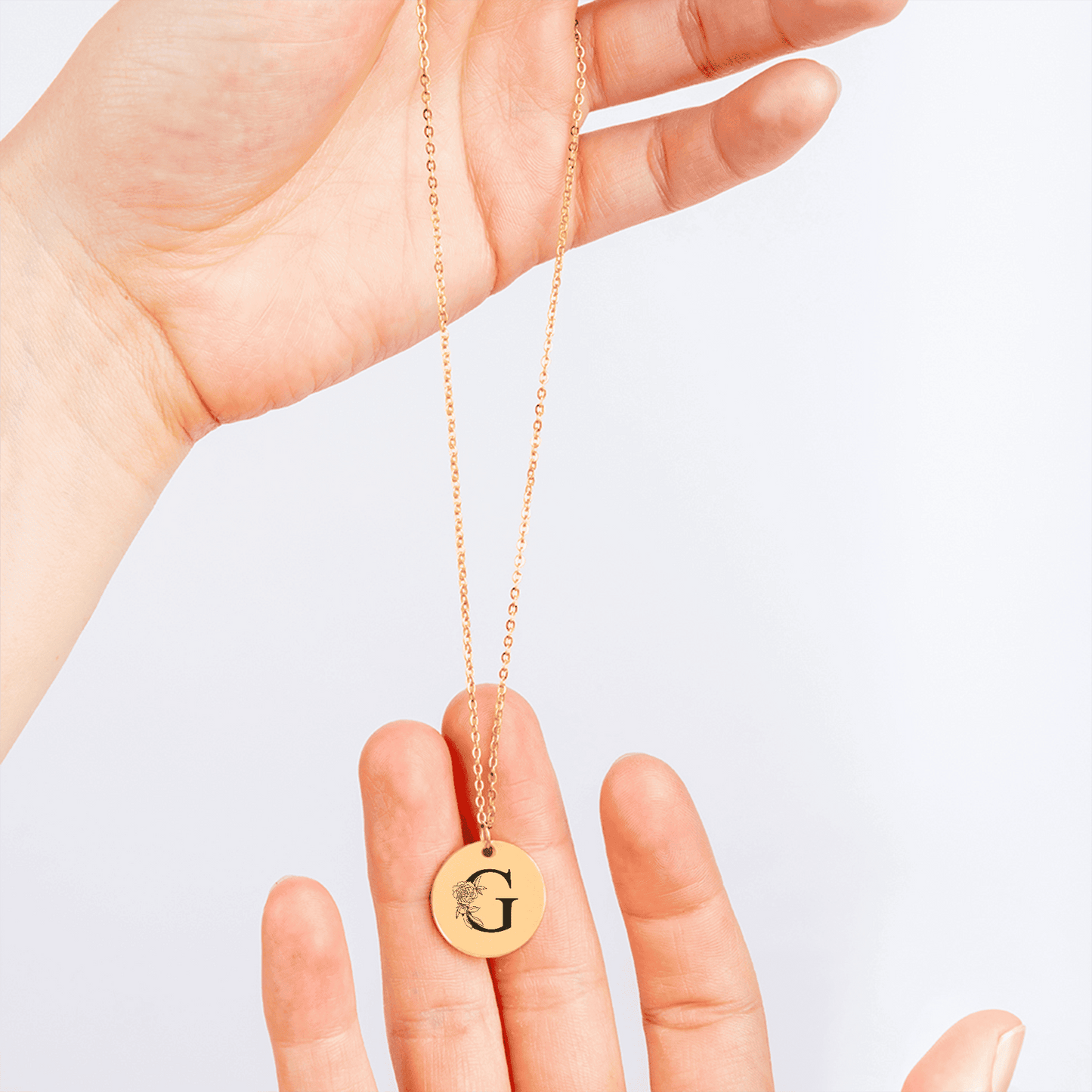Floral Initial Necklace – G
