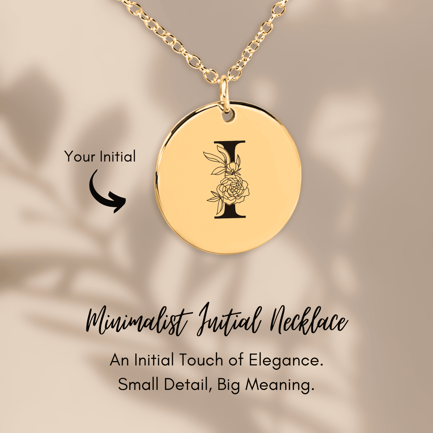 Floral Initial Necklace – I