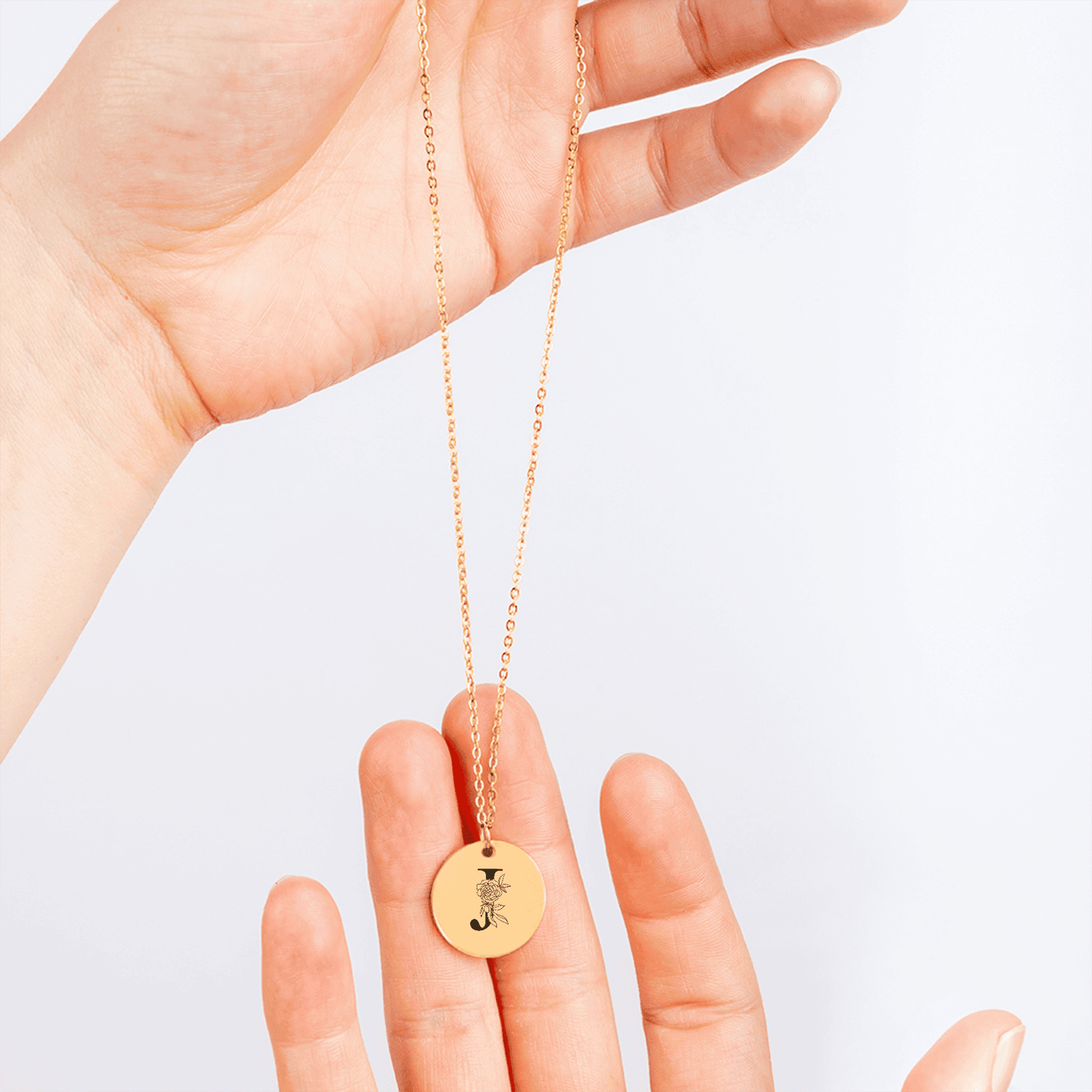 Floral Initial Necklace – J