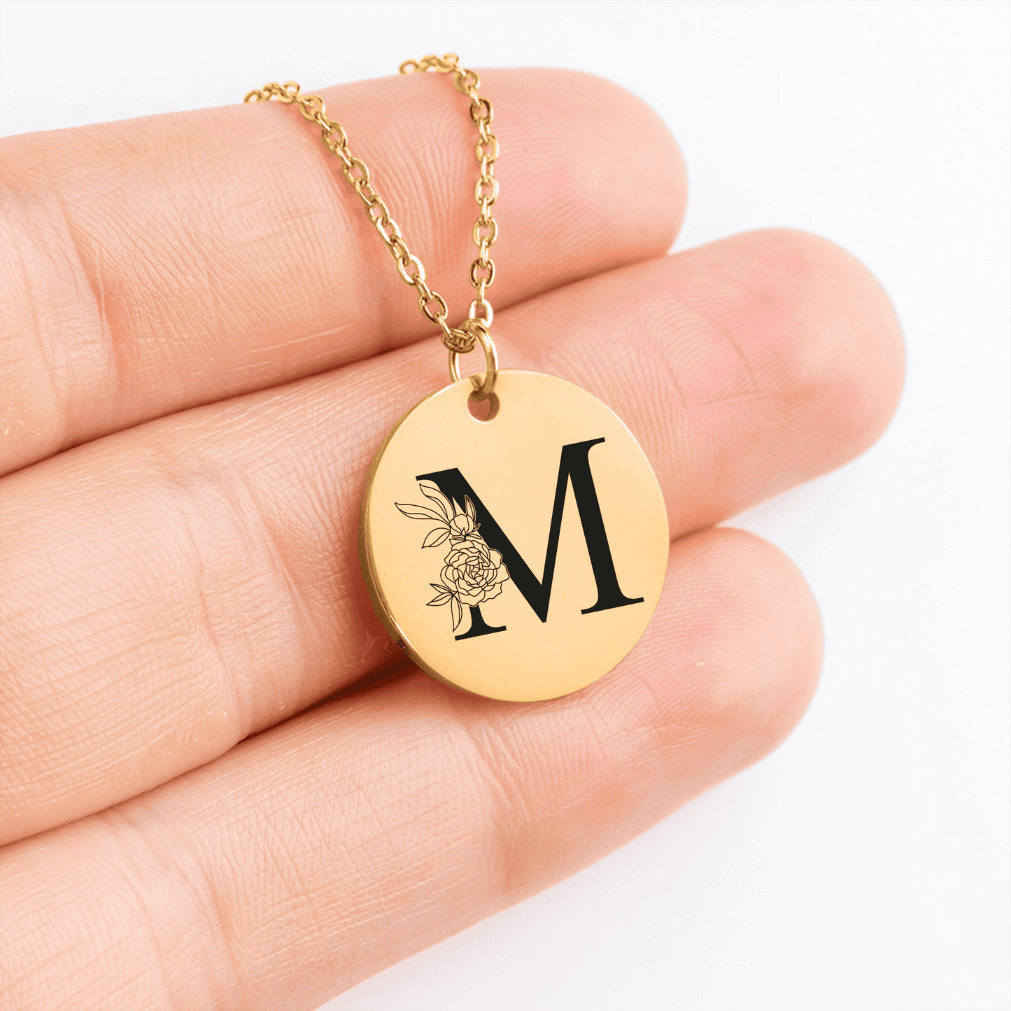 Floral Initial Necklace – M