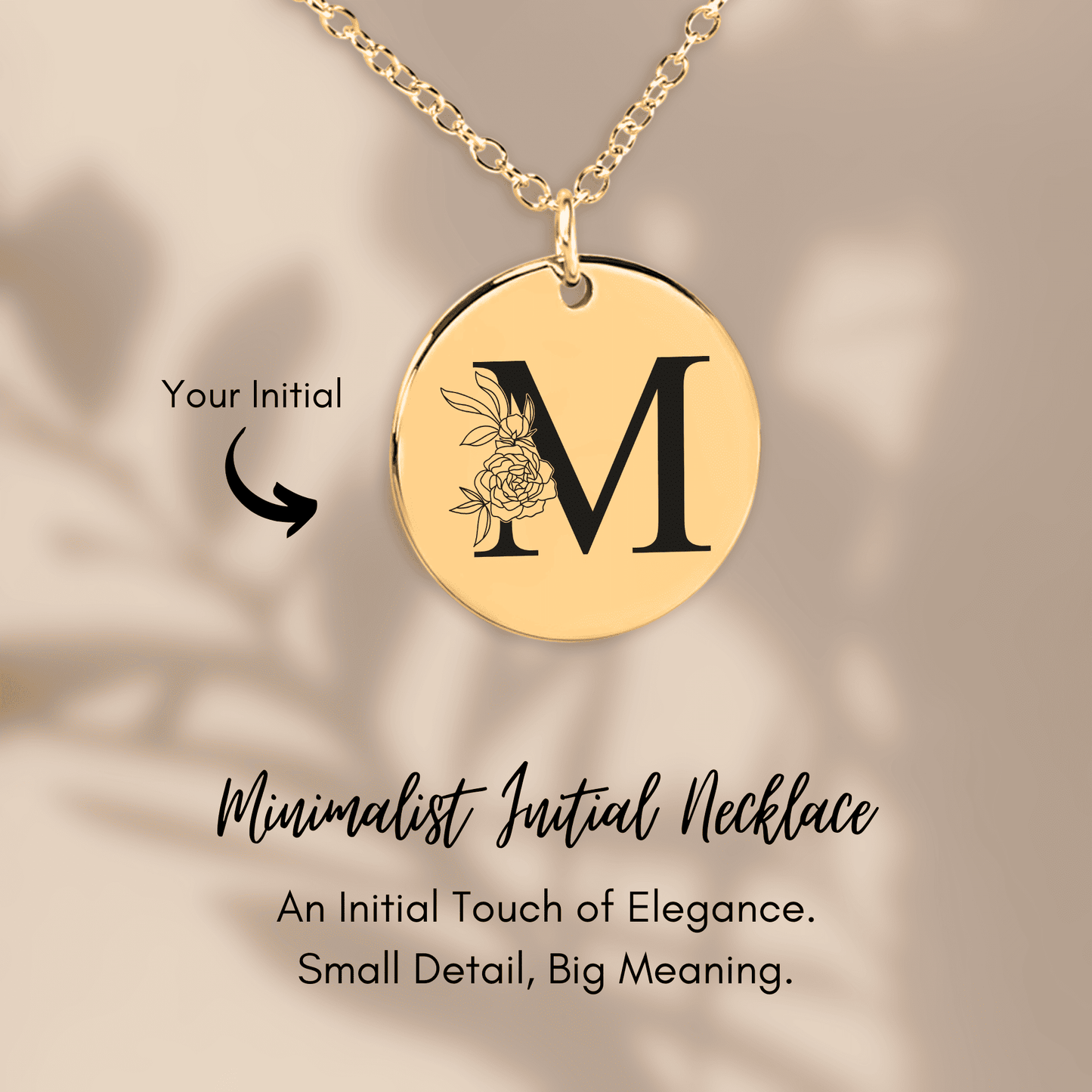 Floral Initial Necklace – M