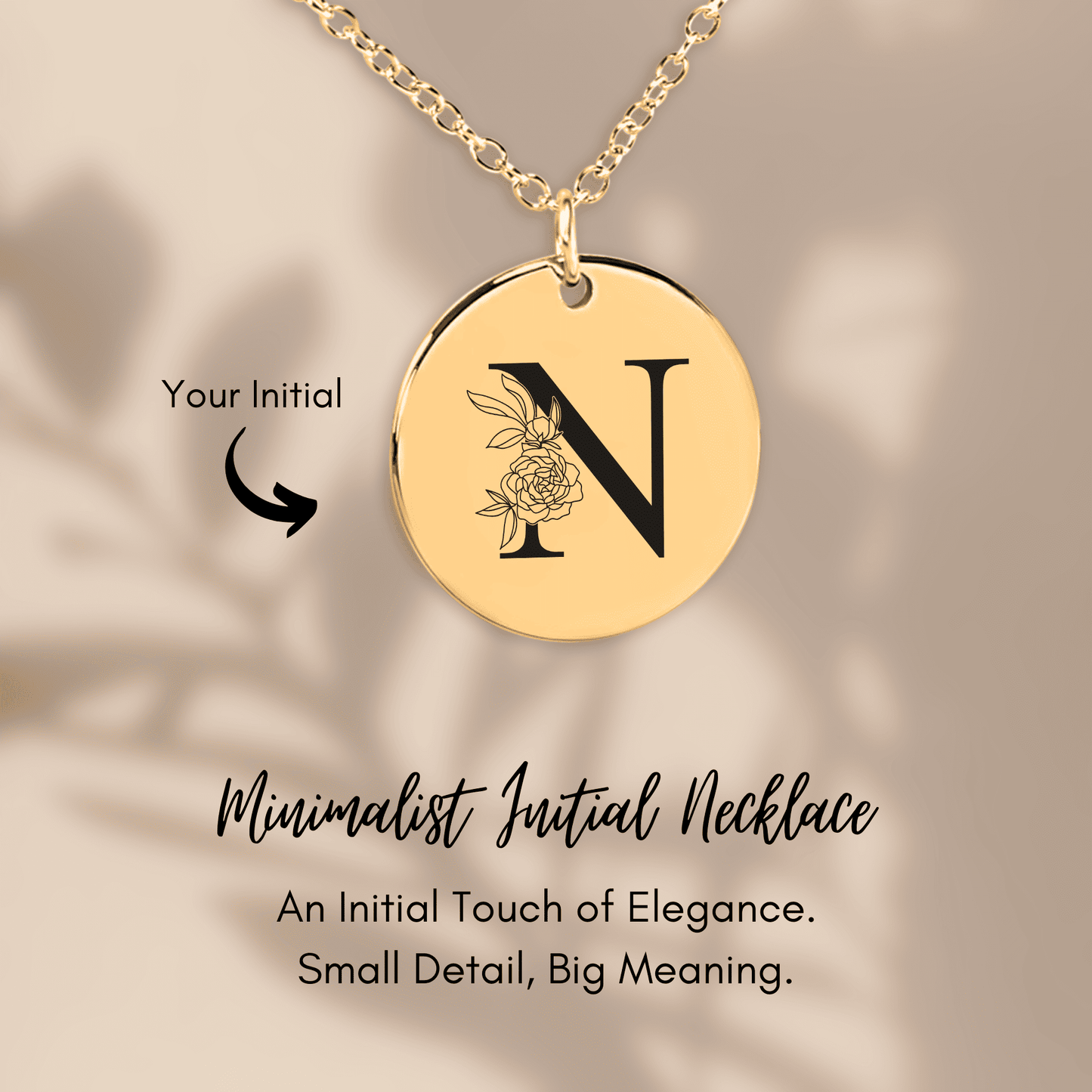 Floral Initial Necklace – N