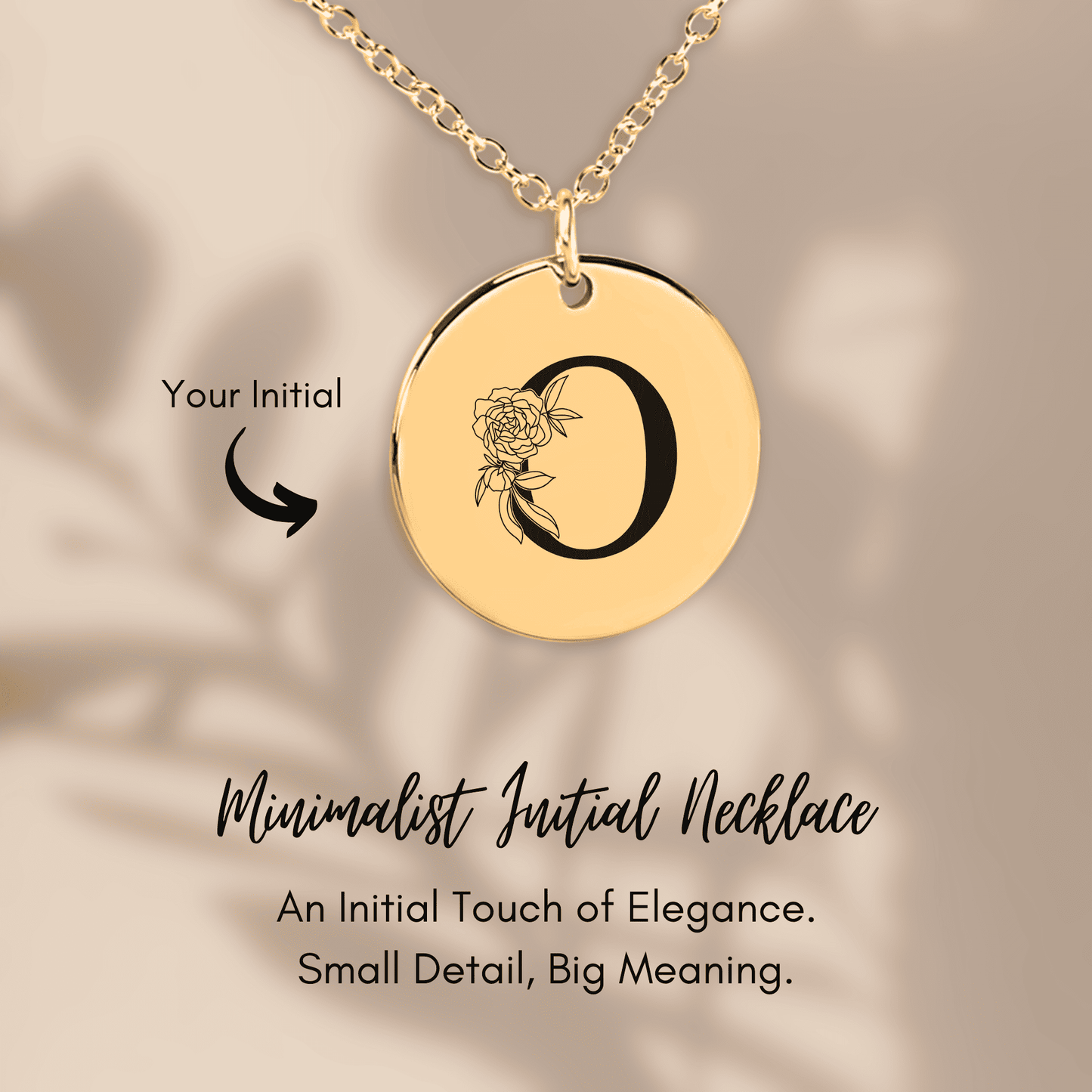 Floral Initial Necklace – O