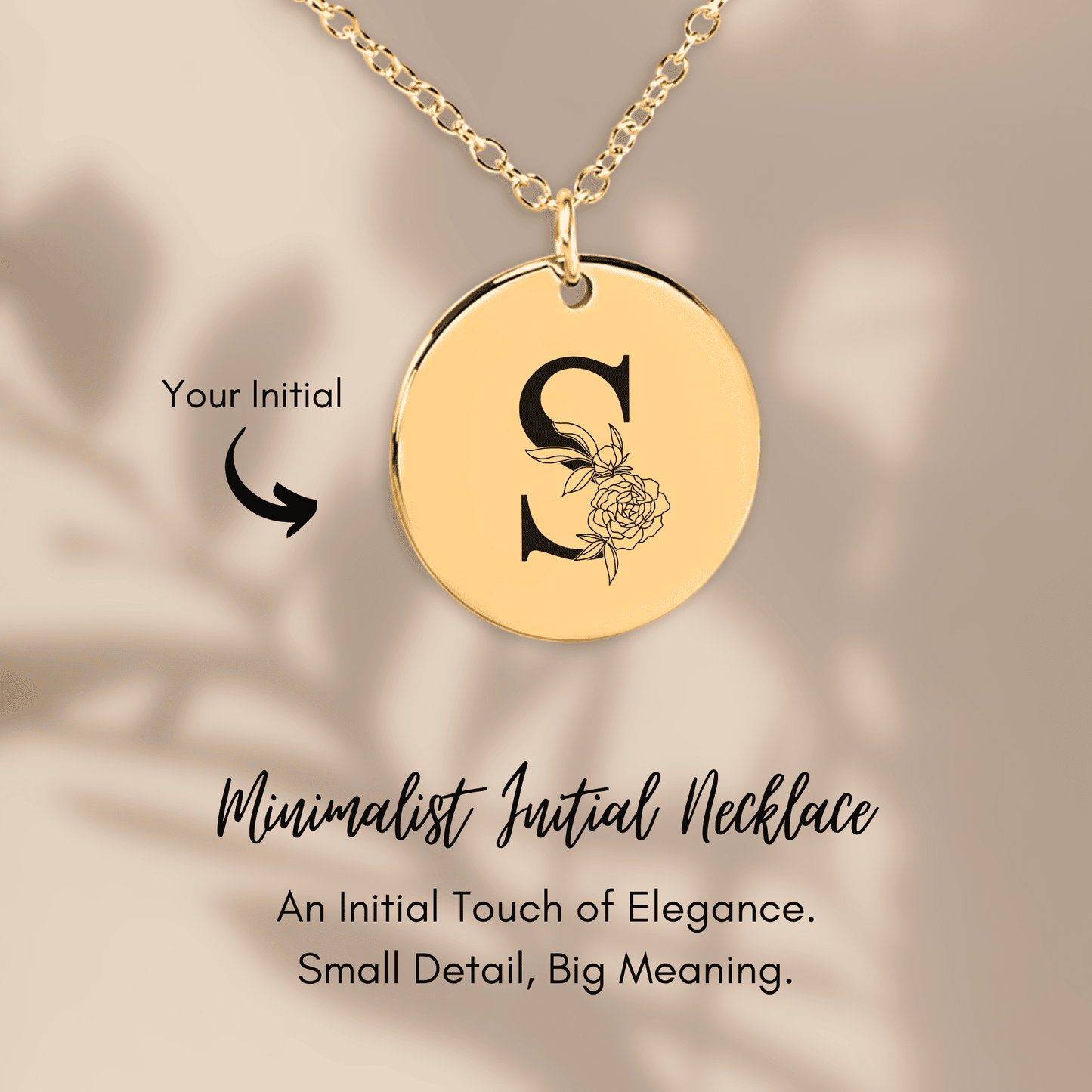 Floral Initial Necklace – S