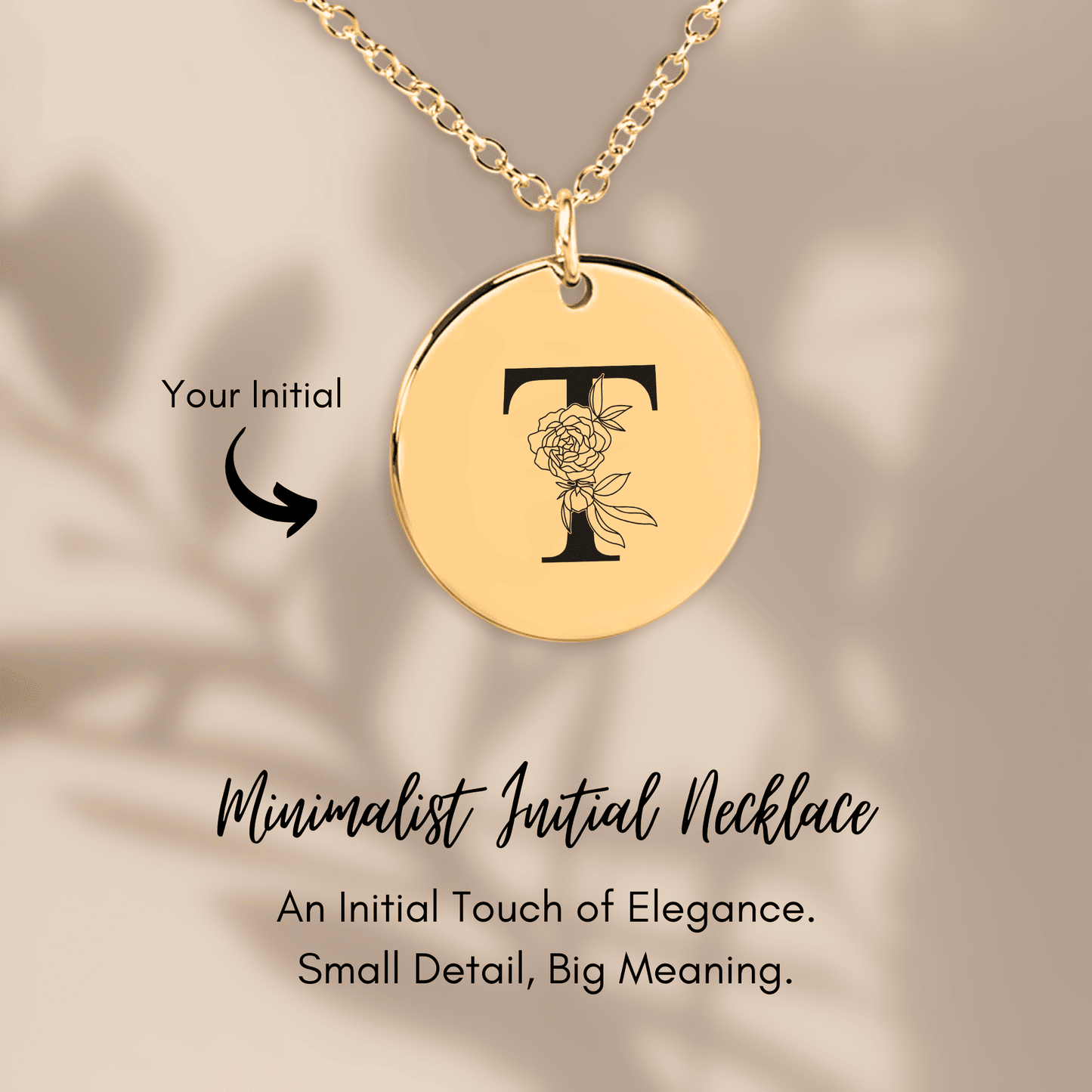 Floral Initial Necklace – T