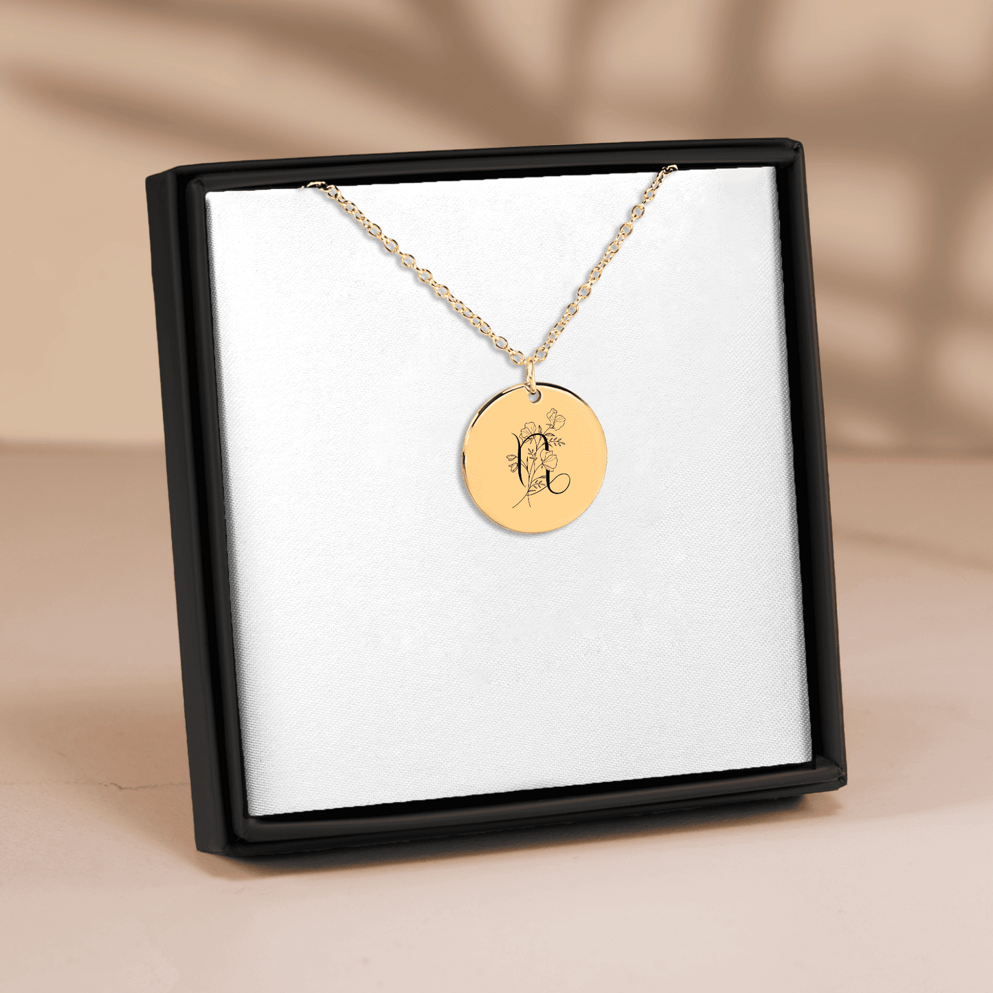 Capricorn Floral Zodiac Sign Coin Necklace