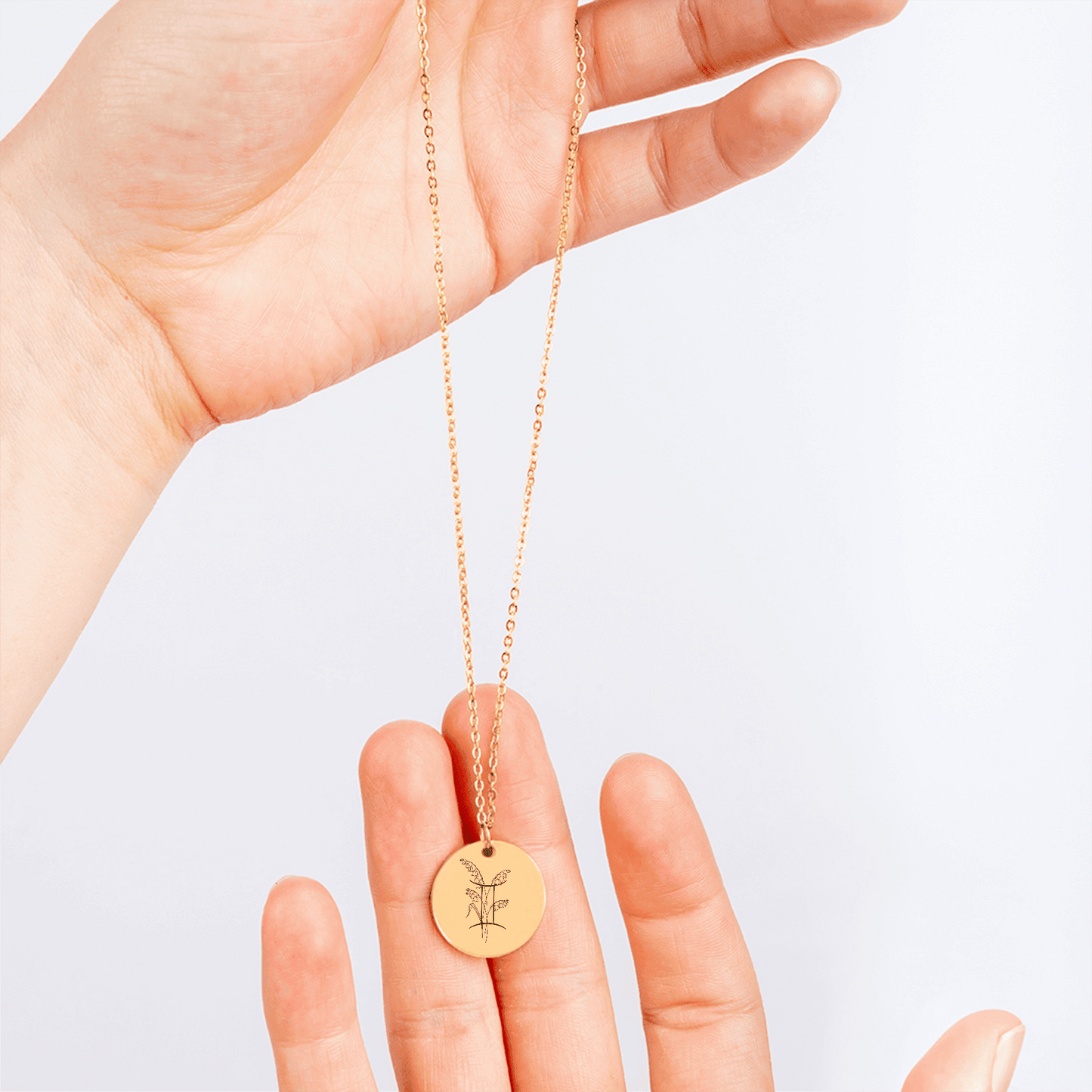 Gemini Floral Zodiac Sign Coin Necklace