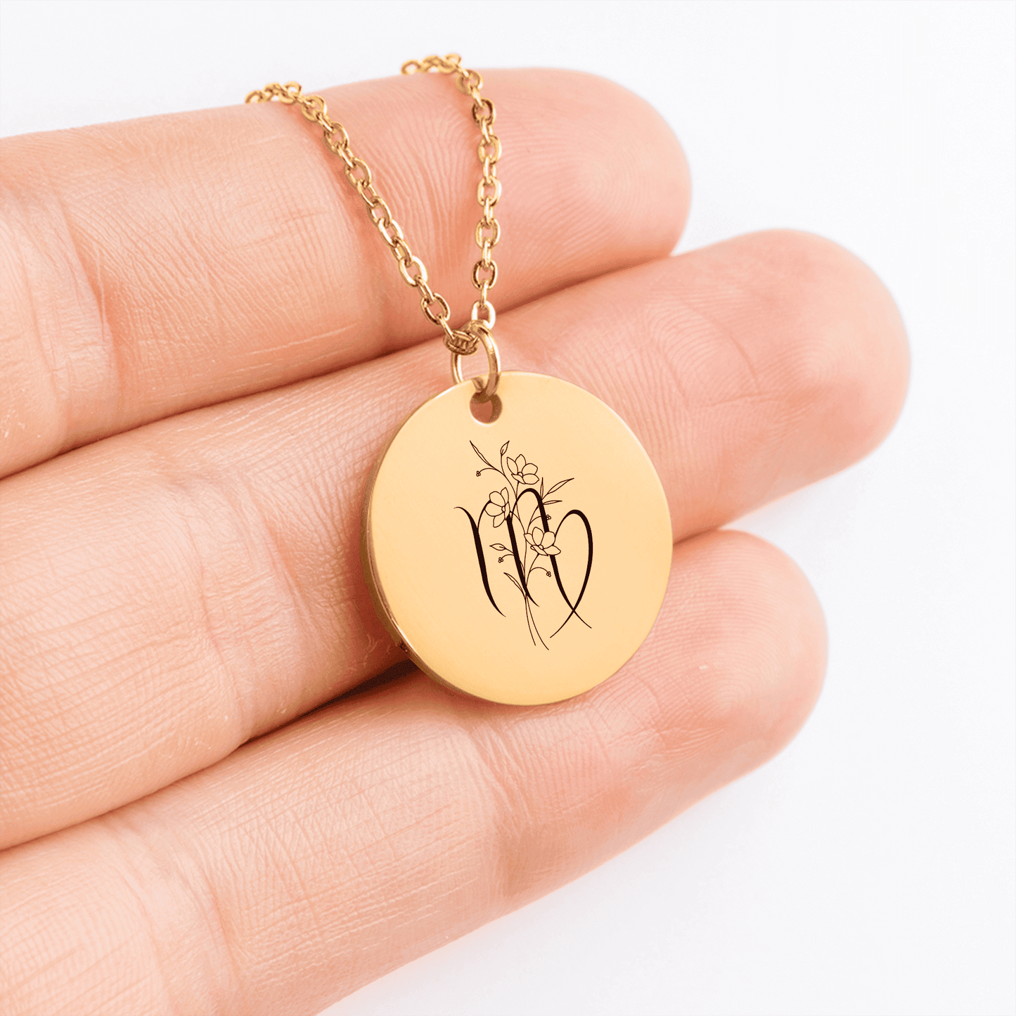 Virgo Floral Zodiac Sign Coin Necklace