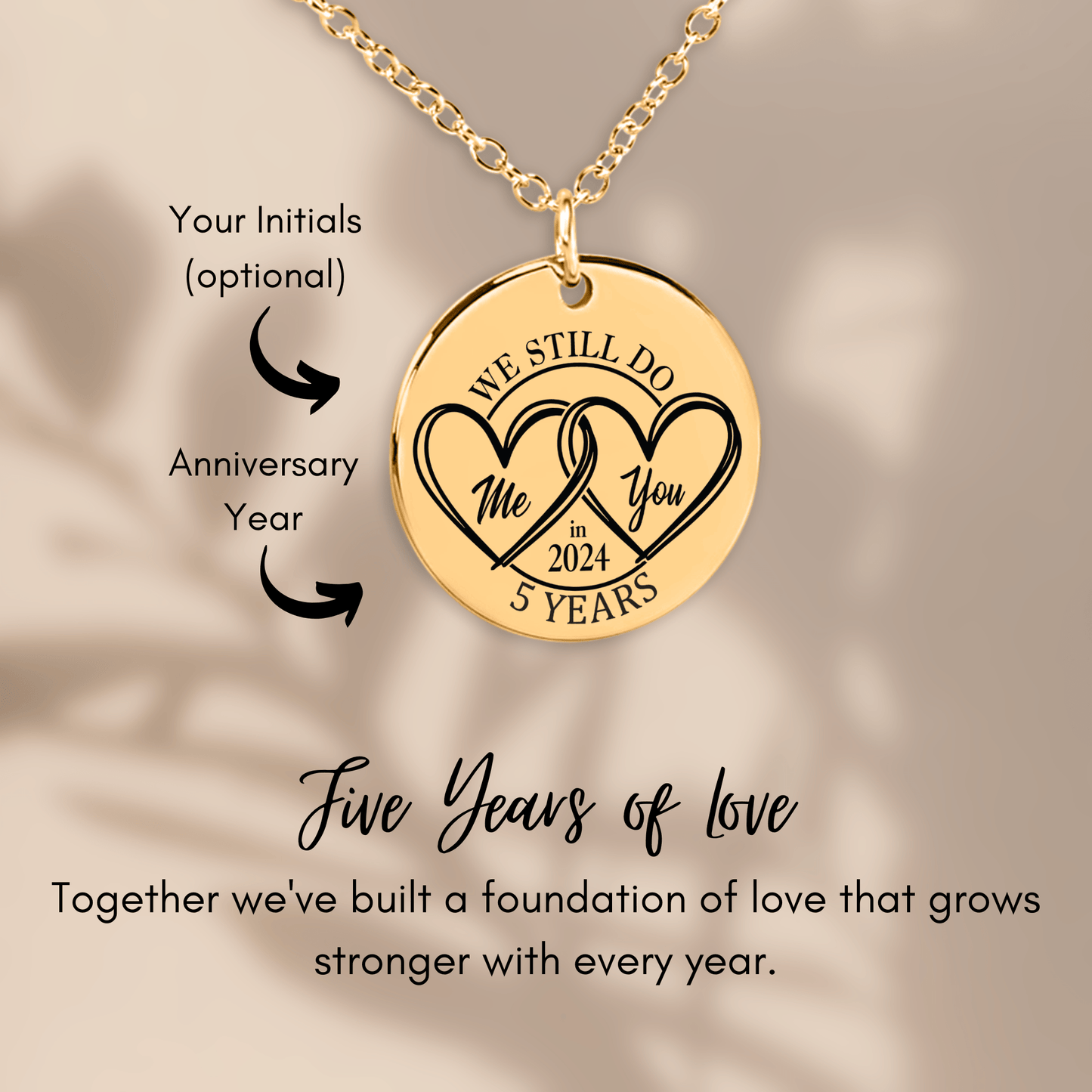 5th Years Anniversary Coin Necklace