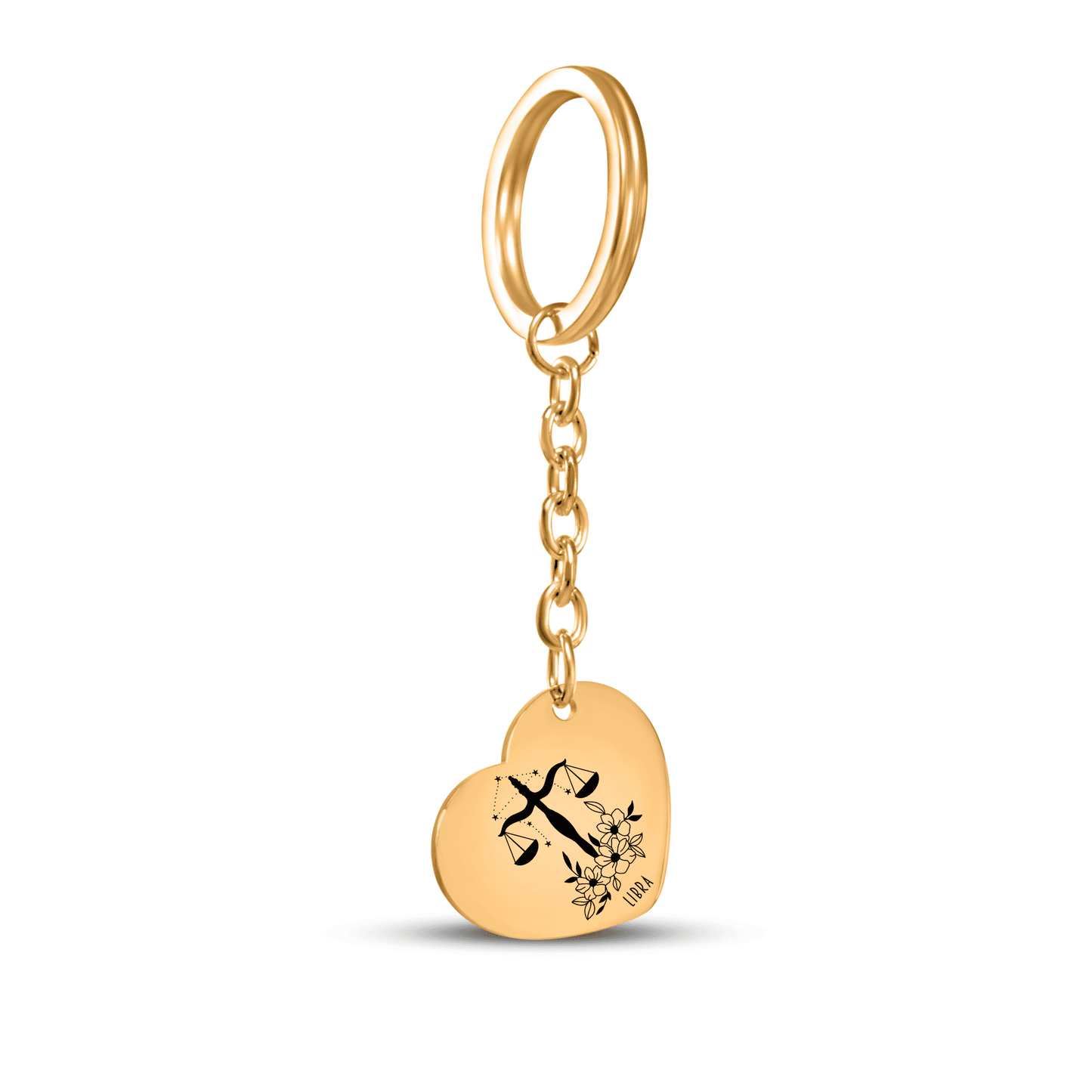 Libra Zodiac Sign Heart Keychain