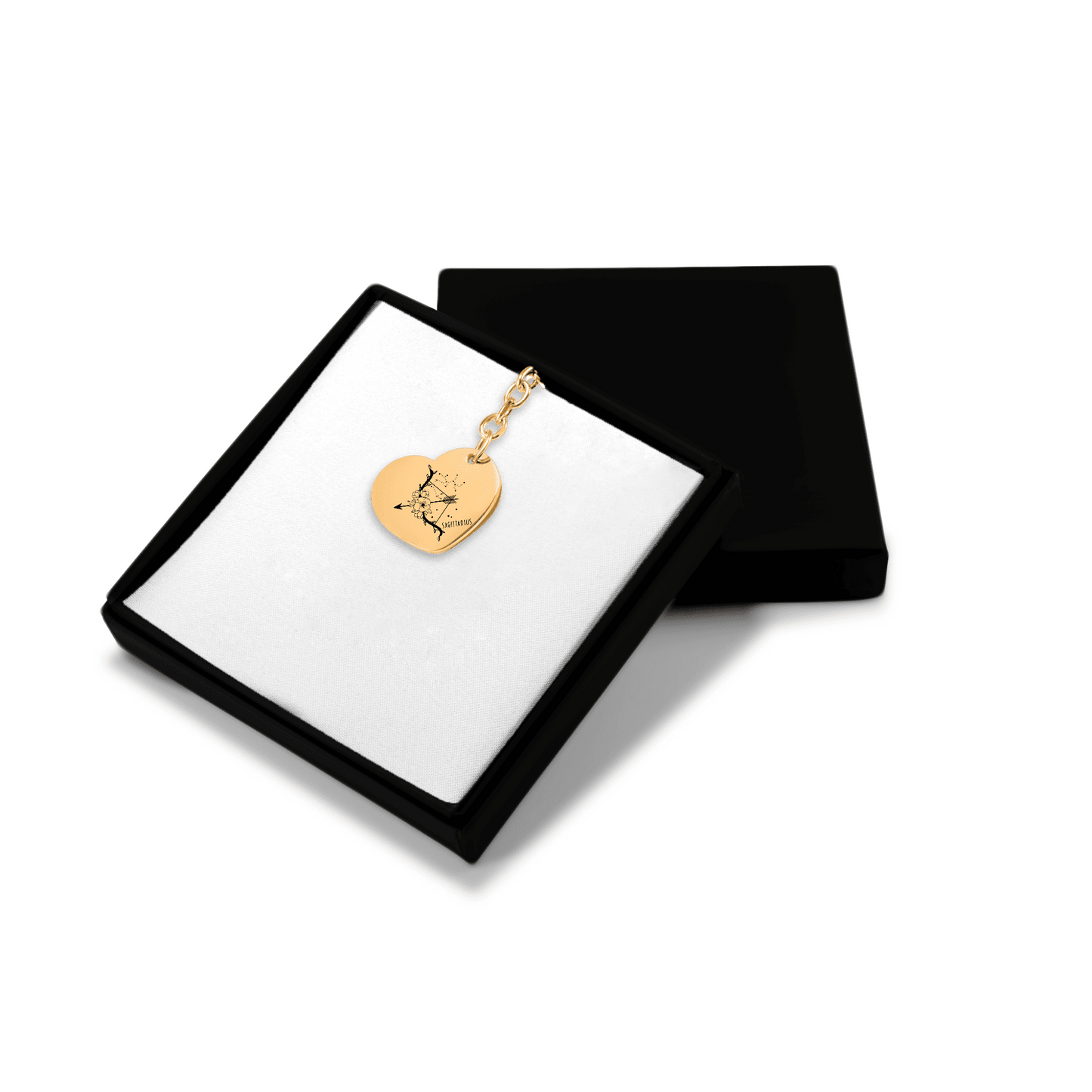 Sagittarius Zodiac Sign Heart Keychain