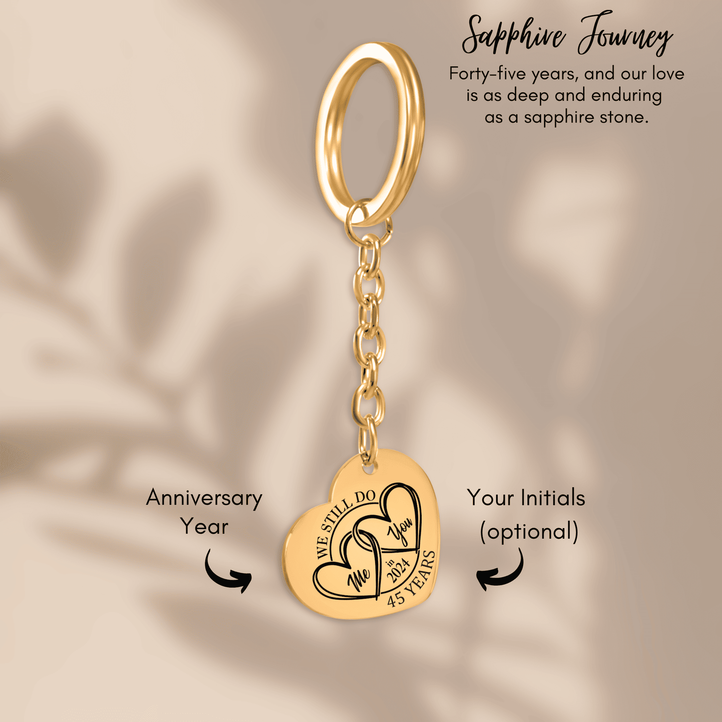 45th Years Anniversary Heart Keychain