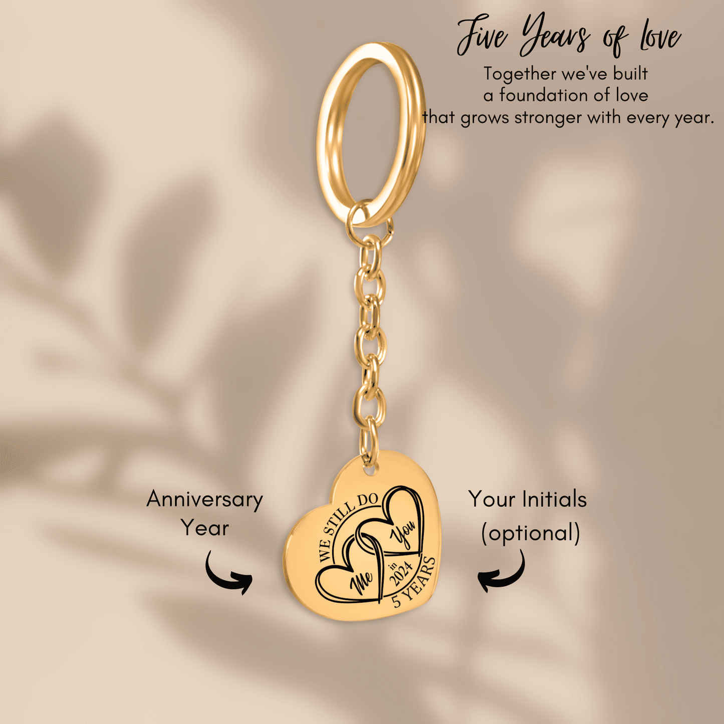5 Years Anniversaries Heart Keychain