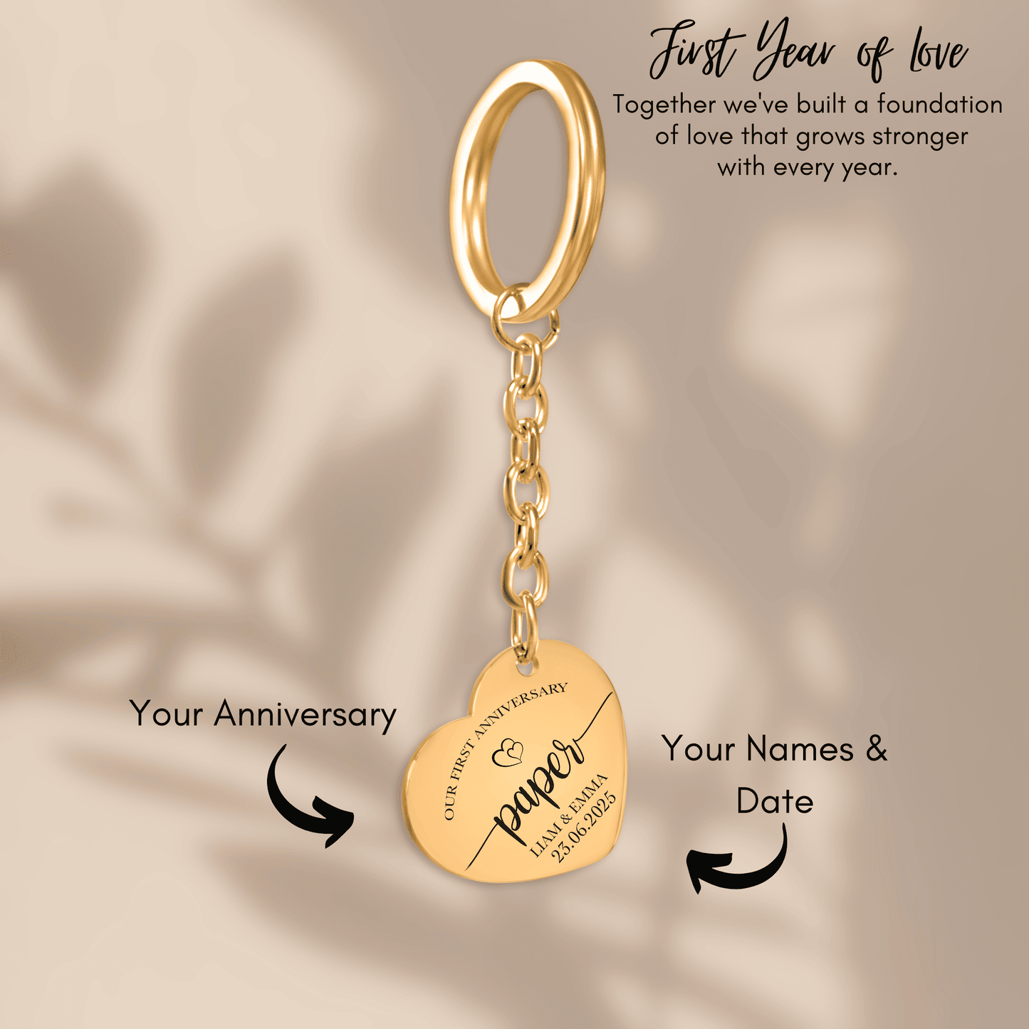 1st Paper Anniversary Heart Keychain
