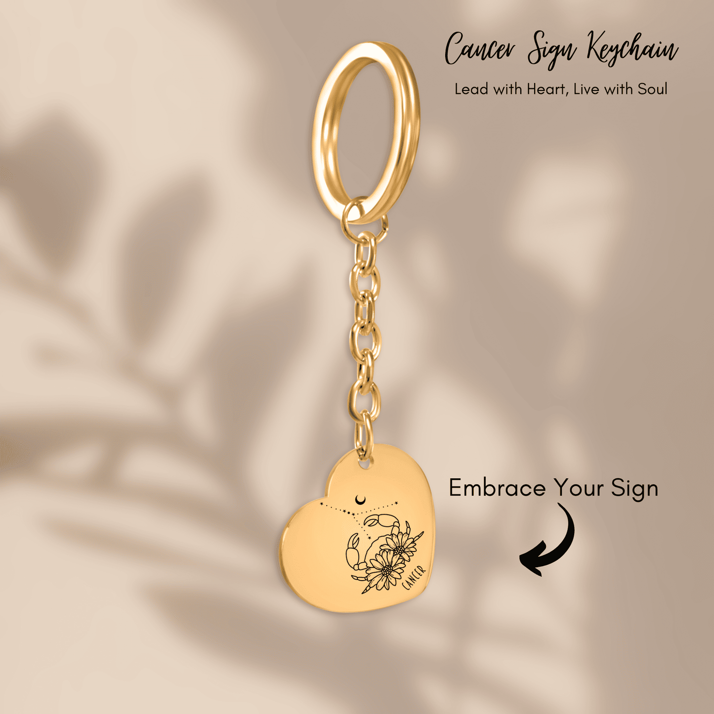 Cancer Zodiac Sign Heart Keychain