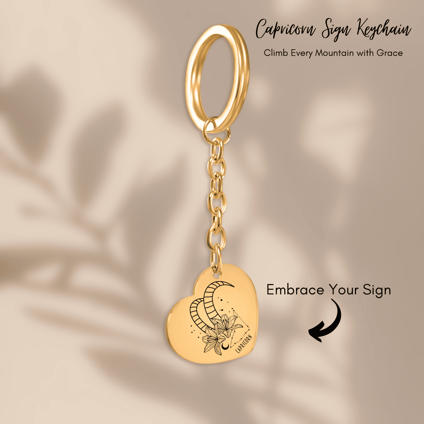 Capricorn Zodiac Sign Heart Keychain