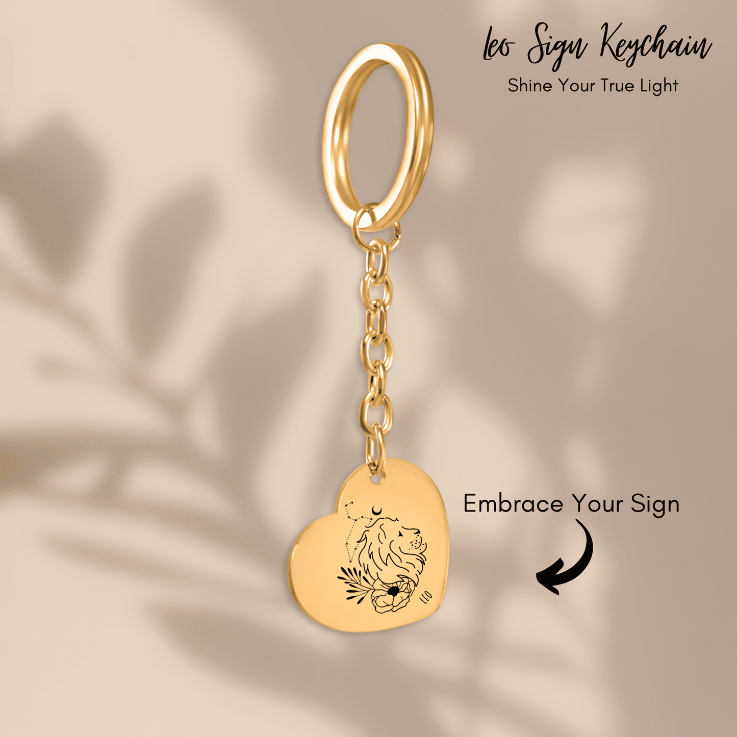 Leo Zodiac Sign Heart Keychain