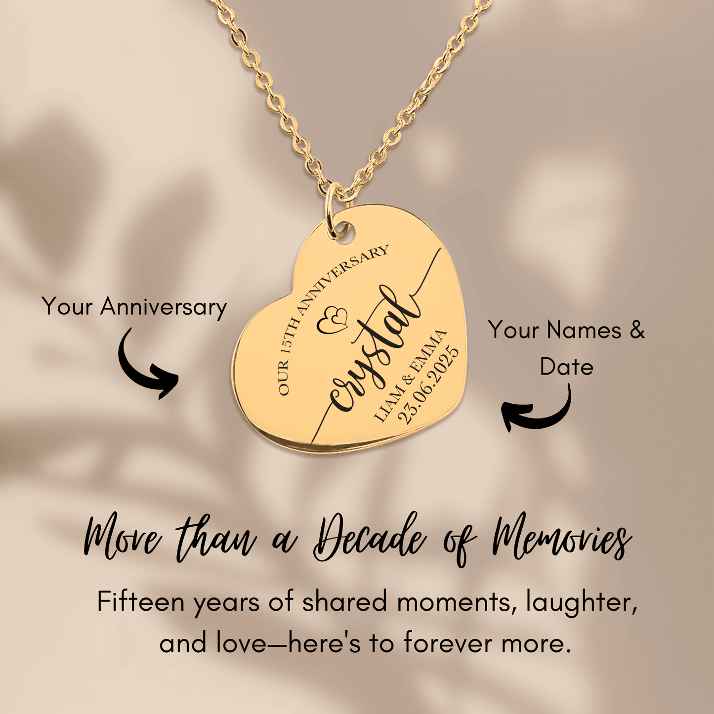 15th Crystal Anniversary Heart Necklace
