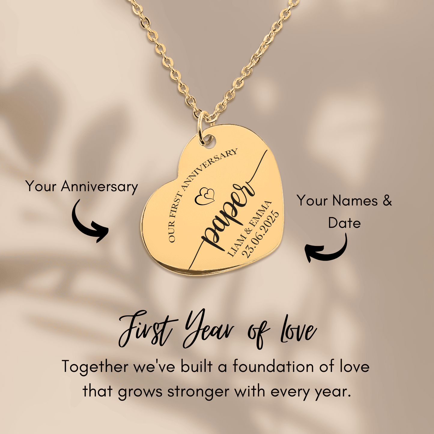 1st Paper Anniversary Heart Necklace
